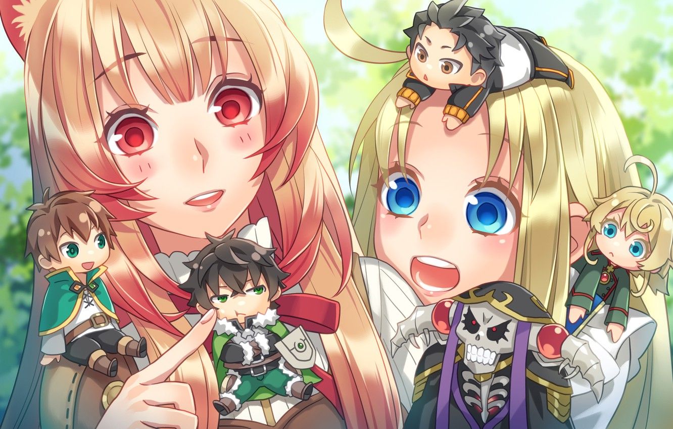Wallpaper Ainz Ooal Gown, Kazuma Satou, Subaru Natsuki, Tanya
