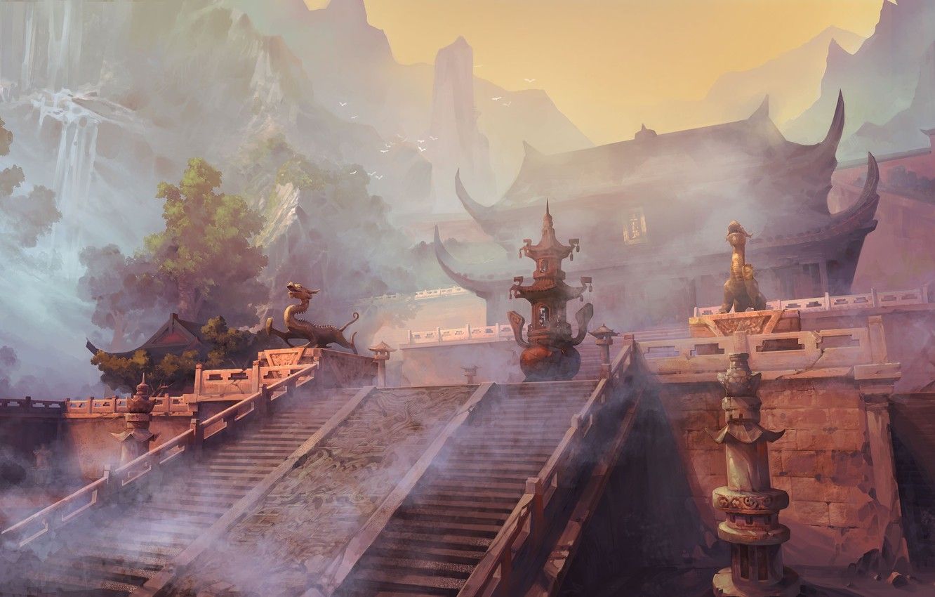 Wallpaper fantasy, temple, ancient China image for desktop