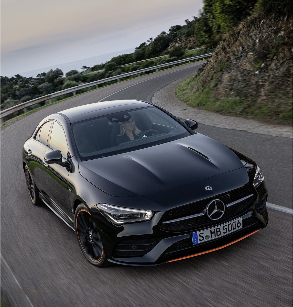 Mercedes Benz CLA 250 Coupe Edition Orange Art AMG Line (Color: Cosmos Black) Front Wallpaper