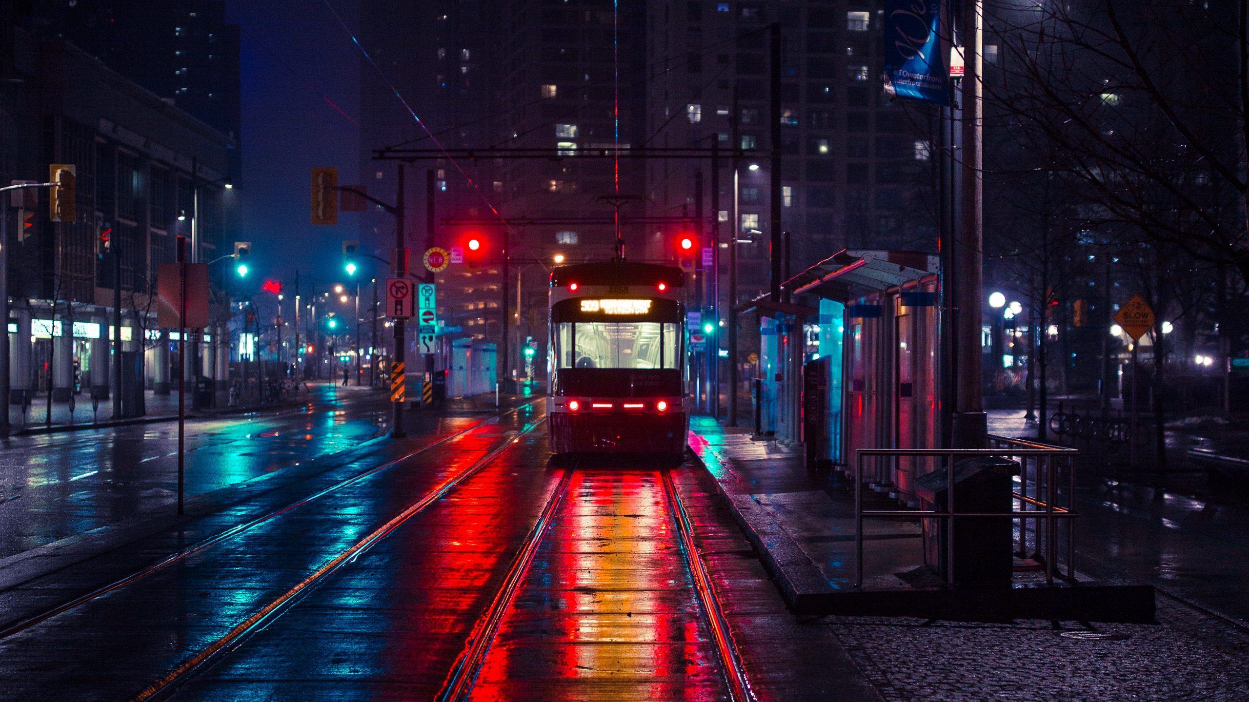 Trolley At Night [2560x1440]. City wallpaper, Aesthetic desktop wallpaper, Desktop wallpaper 1920x1080
