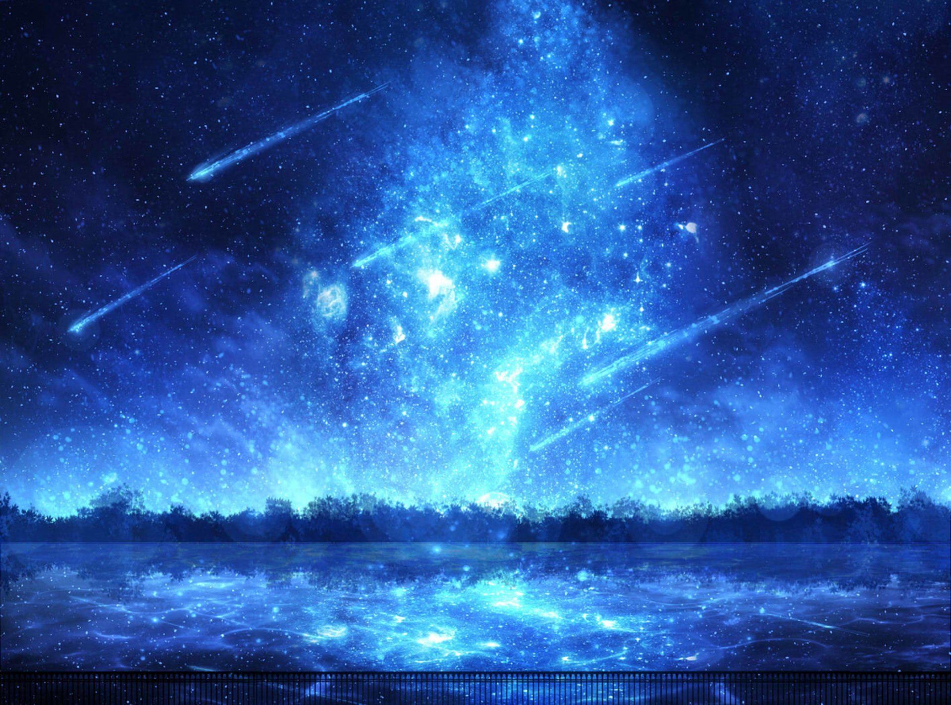 Anime Original Lake Comet Aurora Australis Wallpaper. Phong cảnh