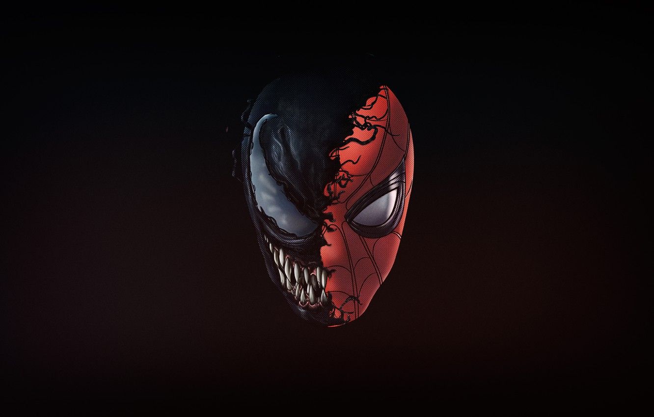Wallpaper Minimalism, Style, Face, Teeth, Head, Fangs, Mask, Fantasy, Art, Art, Style, Fiction, Marvel, Spider Man, Background, Marvel Comics Image For Desktop, Section минимализм