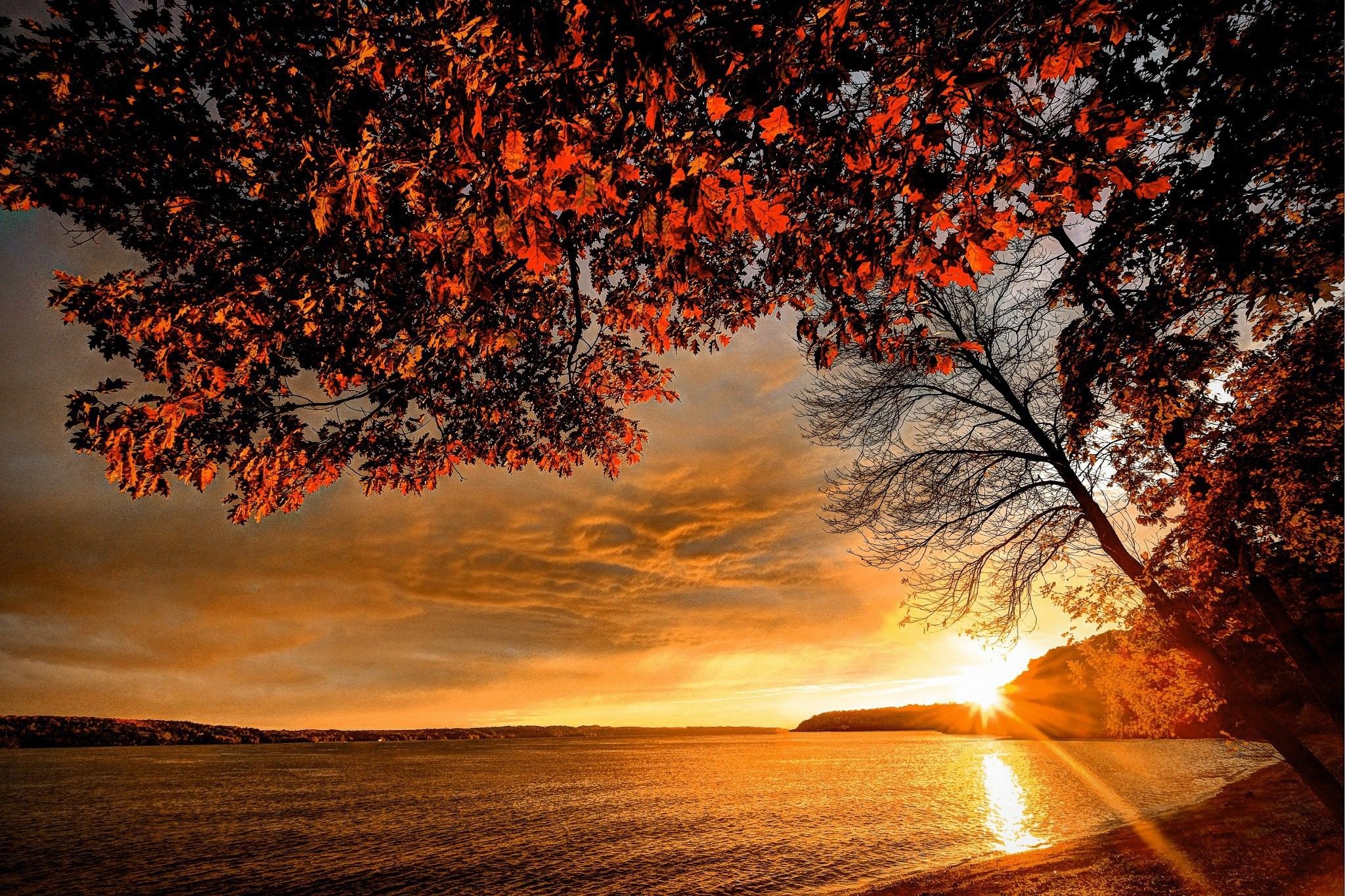 Sunset, Earth, Ocean, Sea, Autumn, Sky, Coast, Smart Devices Beach