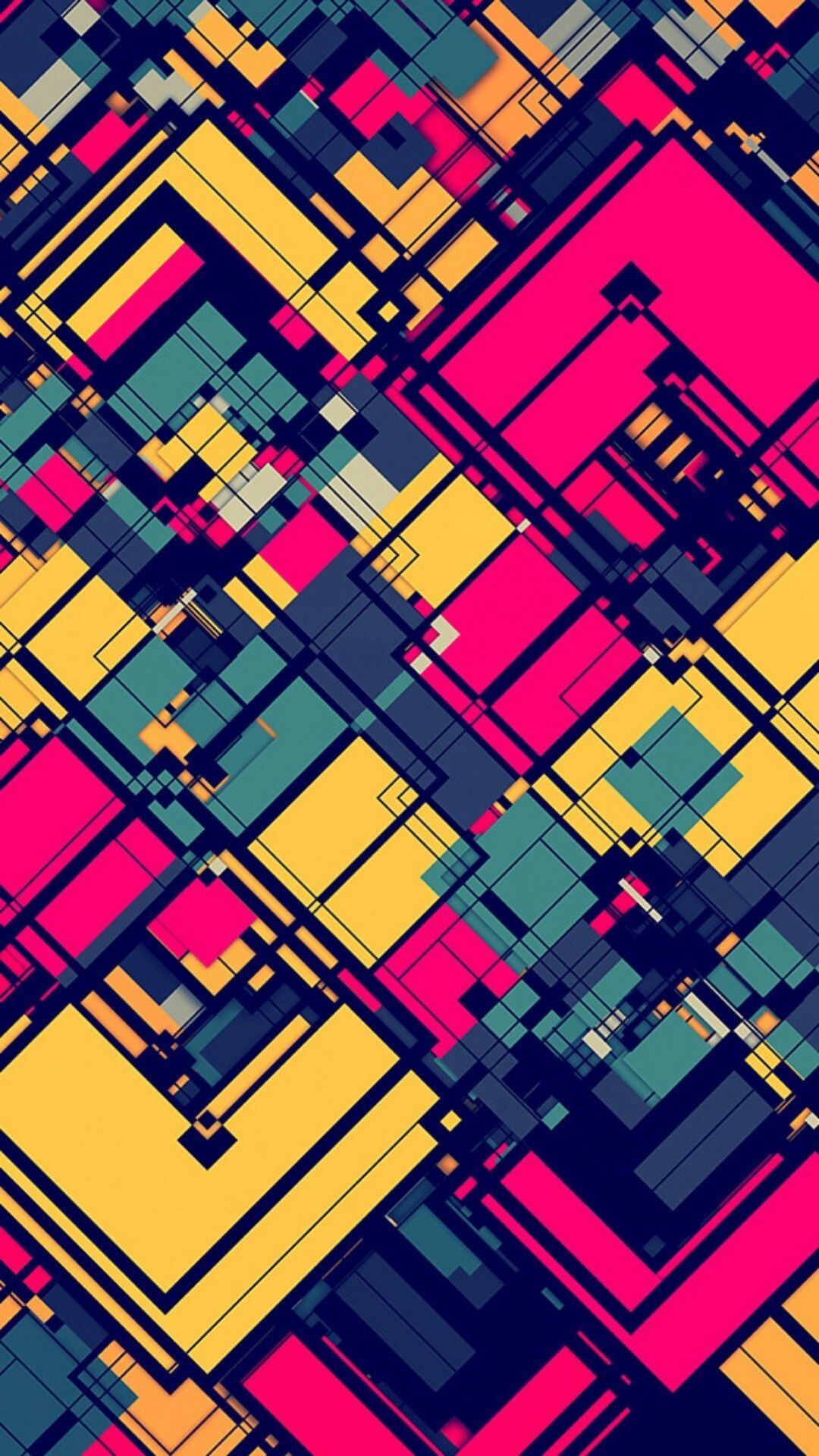 Pink and Yellow Abstract Grid Wallpaper. Digital illustration