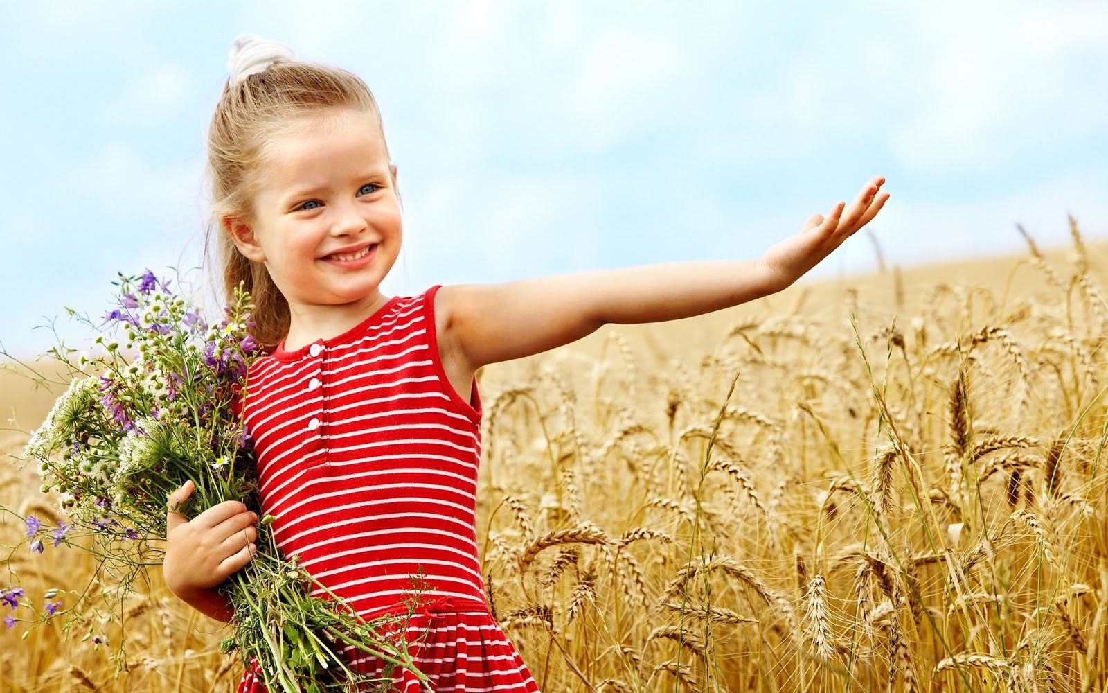 Cute Little Girl Wheat Field With Flowers HD Wallpaper. Cute