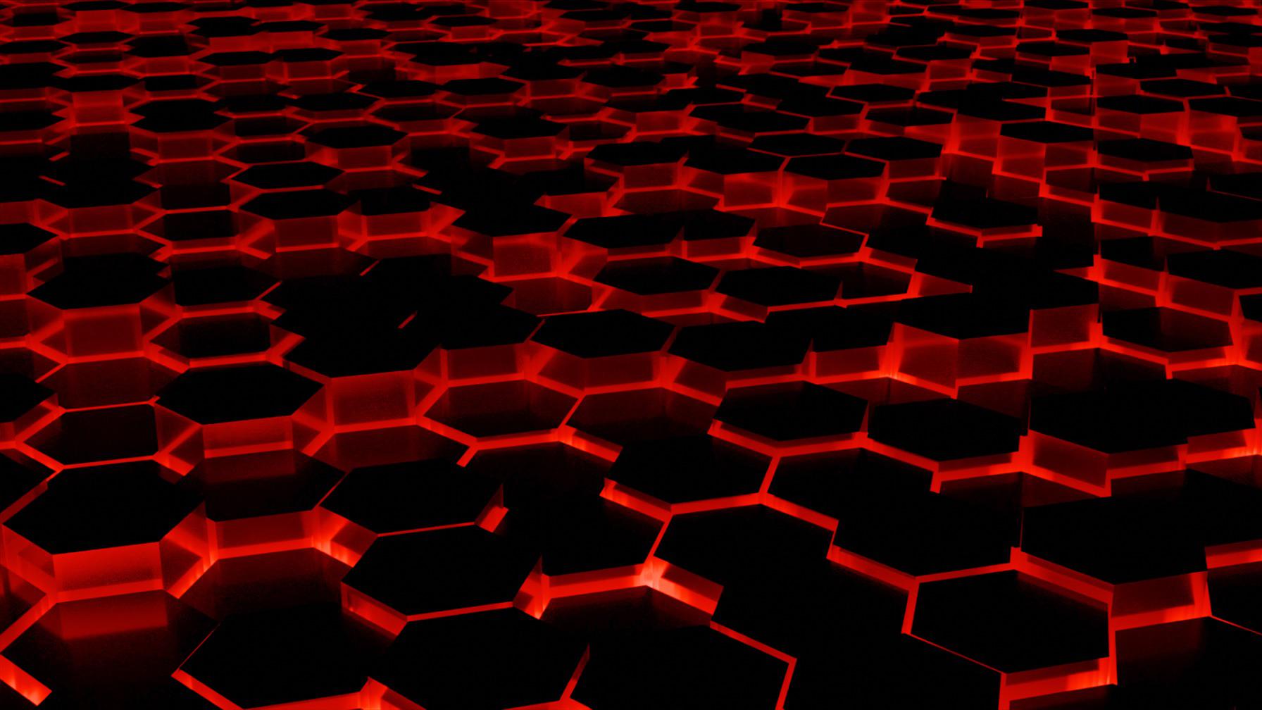 Red glowing hexagonal wallpaper (made in blender)
