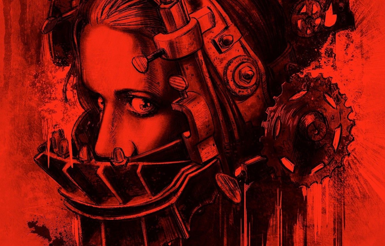 Wallpaper metal, girl, blood, woman, eyes, gear, face, pain, hair, trap, bolts, horror movie, suspense, suffering, agony, Shawnee Smith image for desktop, section фильмы