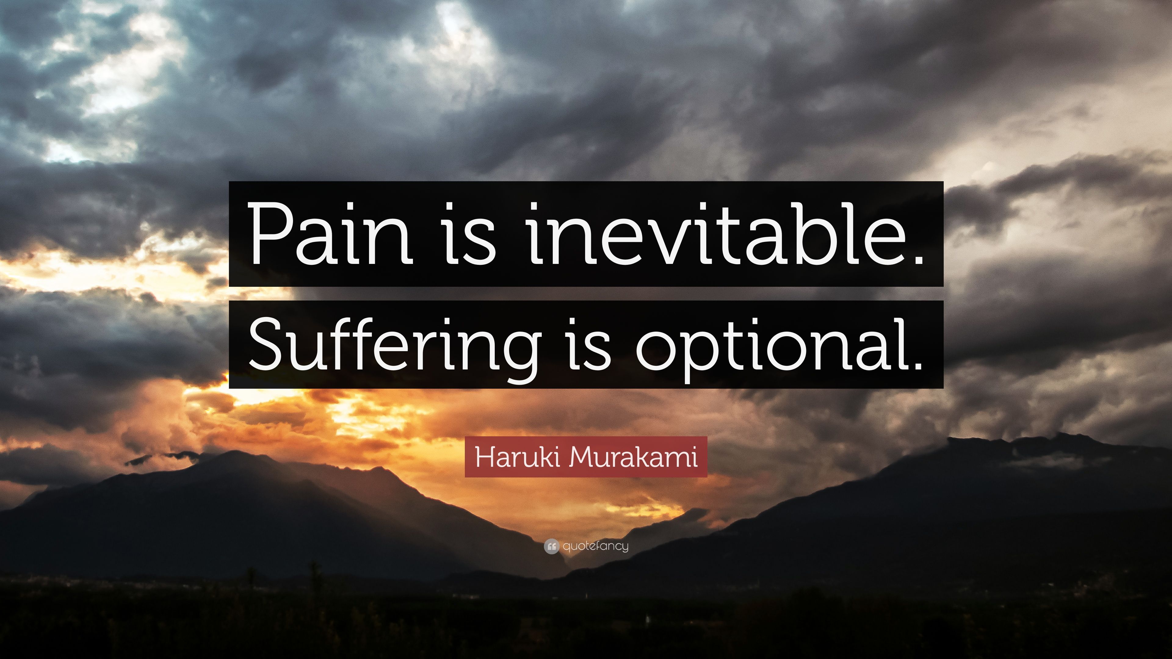 Haruki Murakami Quote: “Pain is inevitable. Suffering is optional