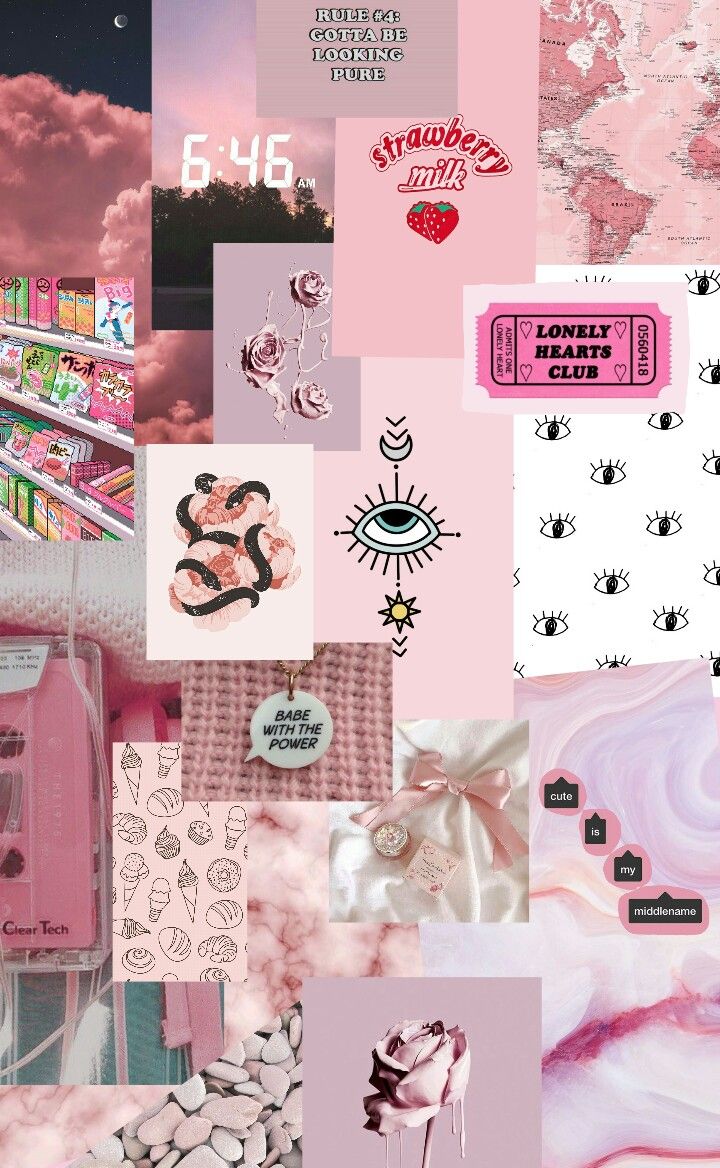 Wallpaper background collage made by me. Also very pink and cute