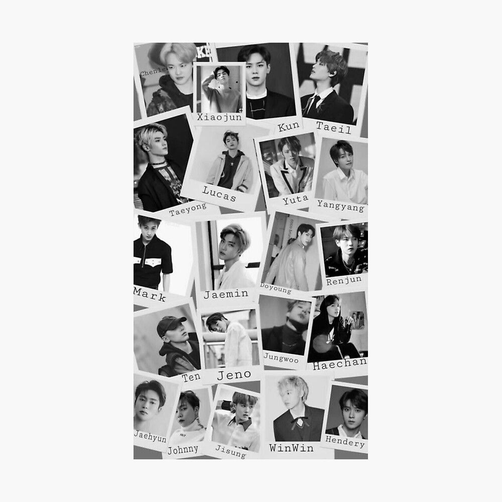 NCT Ot21 Collage Black And White Kpop Poster By Michiyo Goods
