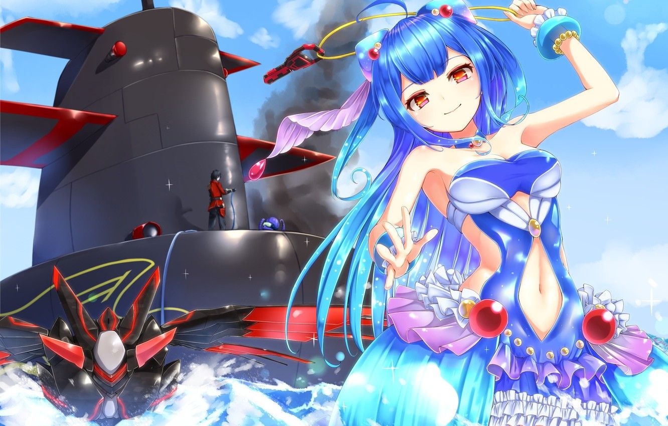 Wallpaper sea, anime, oppai, submarine, bishojo, japonese