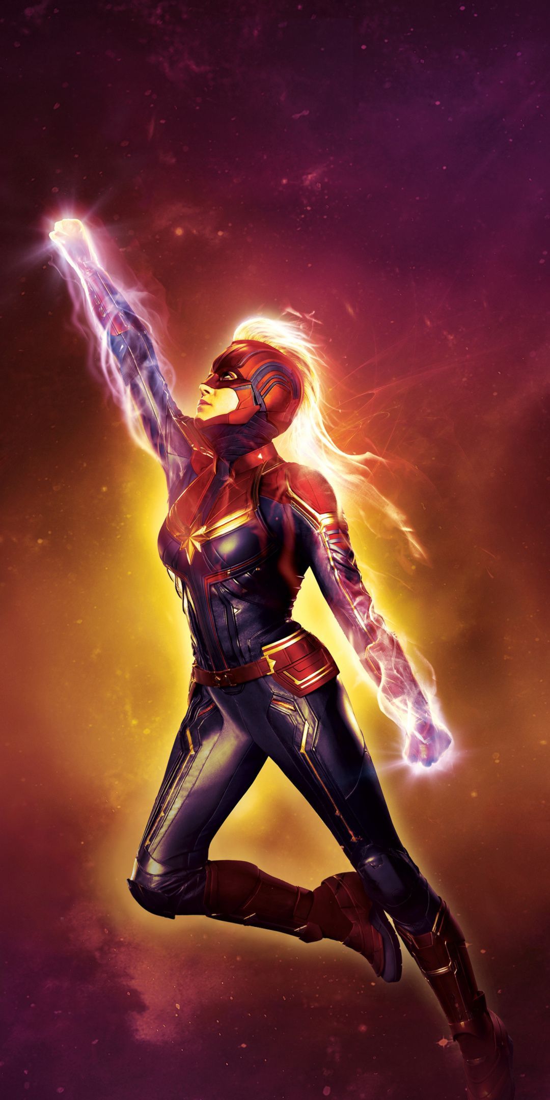 Captain Marvel, glow, superpower, fan art, 1080x2160 wallpaper