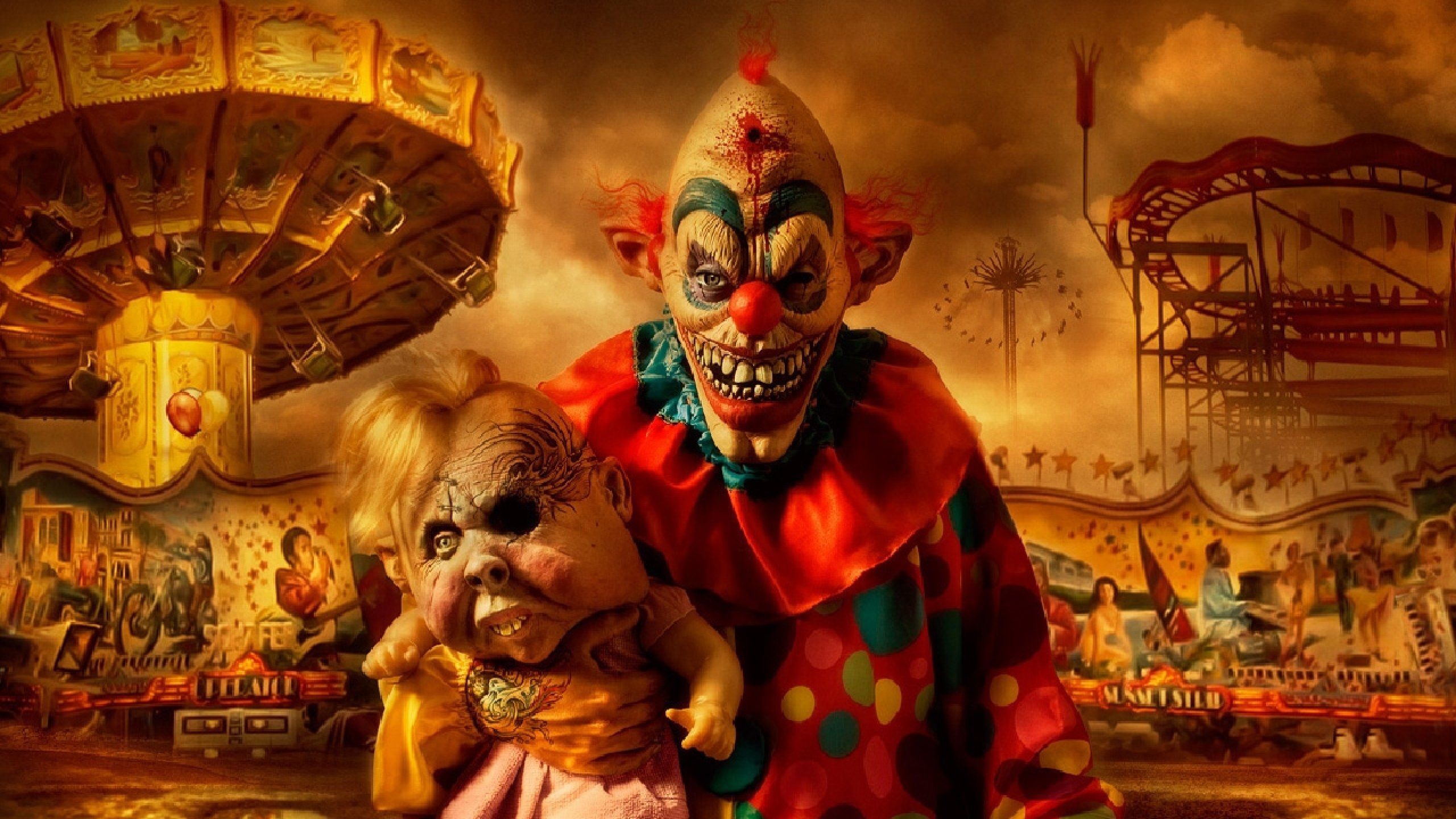 Dark horror evil clown art artwork f wallpaperx1440