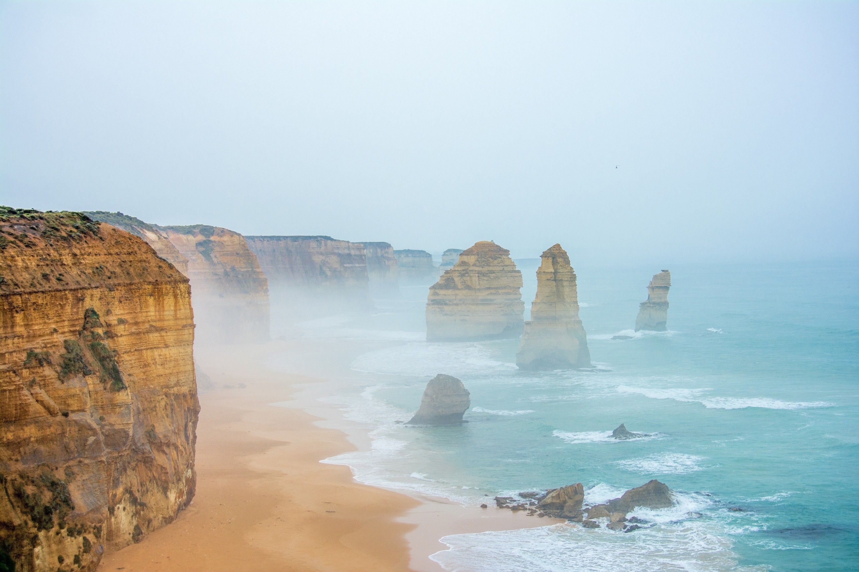 cliff, Mist, Nature, Sea, Water, Sand, Australia, Twelve Apostles Wallpaper HD / Desktop and Mobile Background