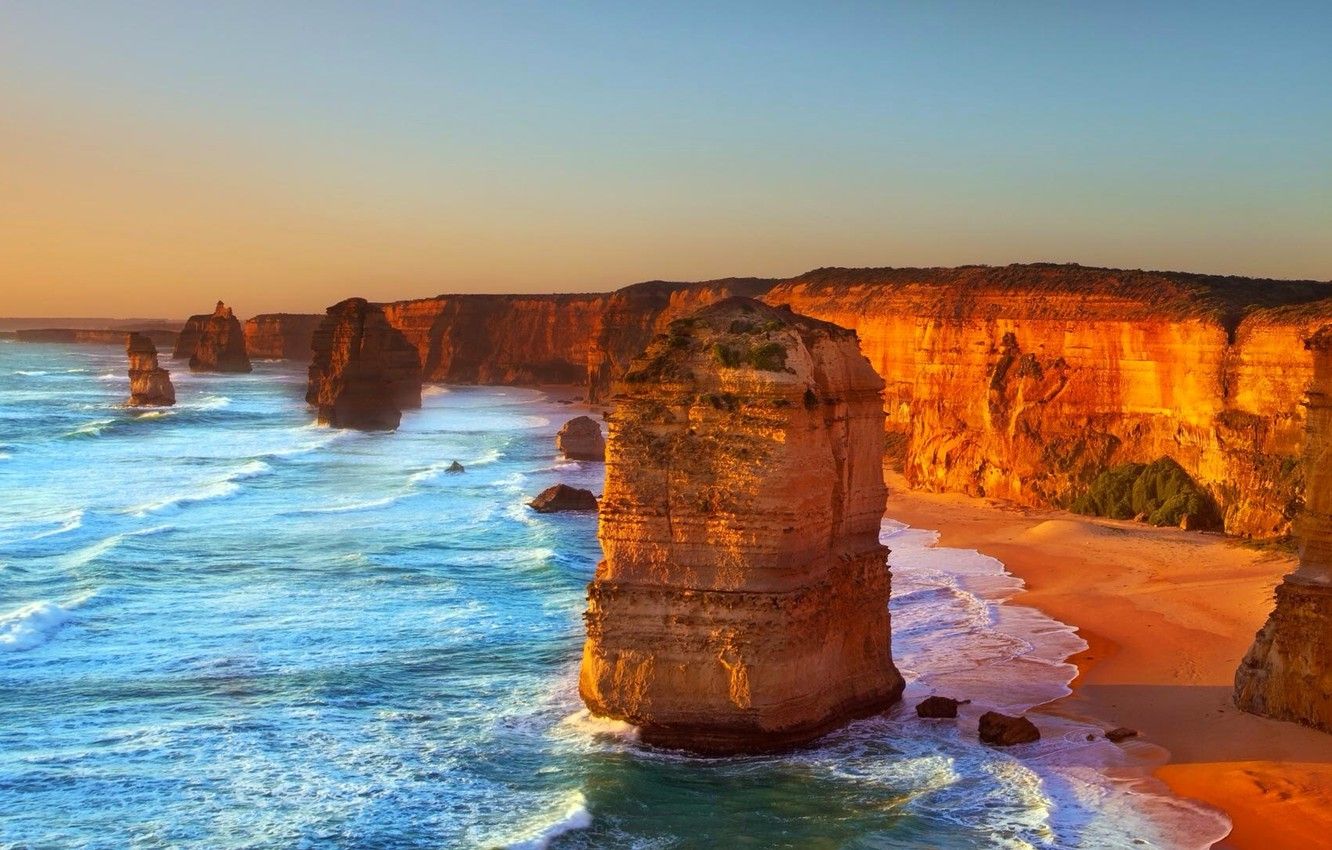 Wallpaper waves, rock, beach, sky, sea, ocean, landscape, coast