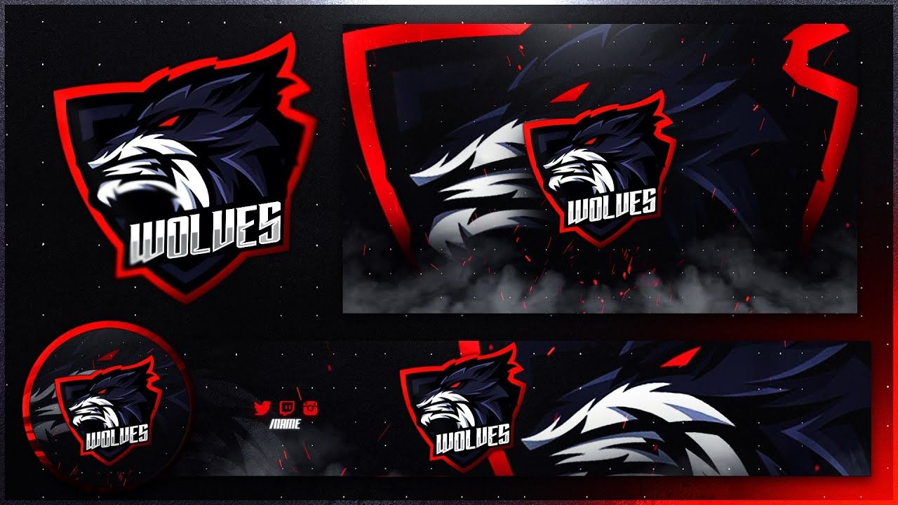 Gaming Wolves Mascot Logo Avatar Banner Wallpaper PSD