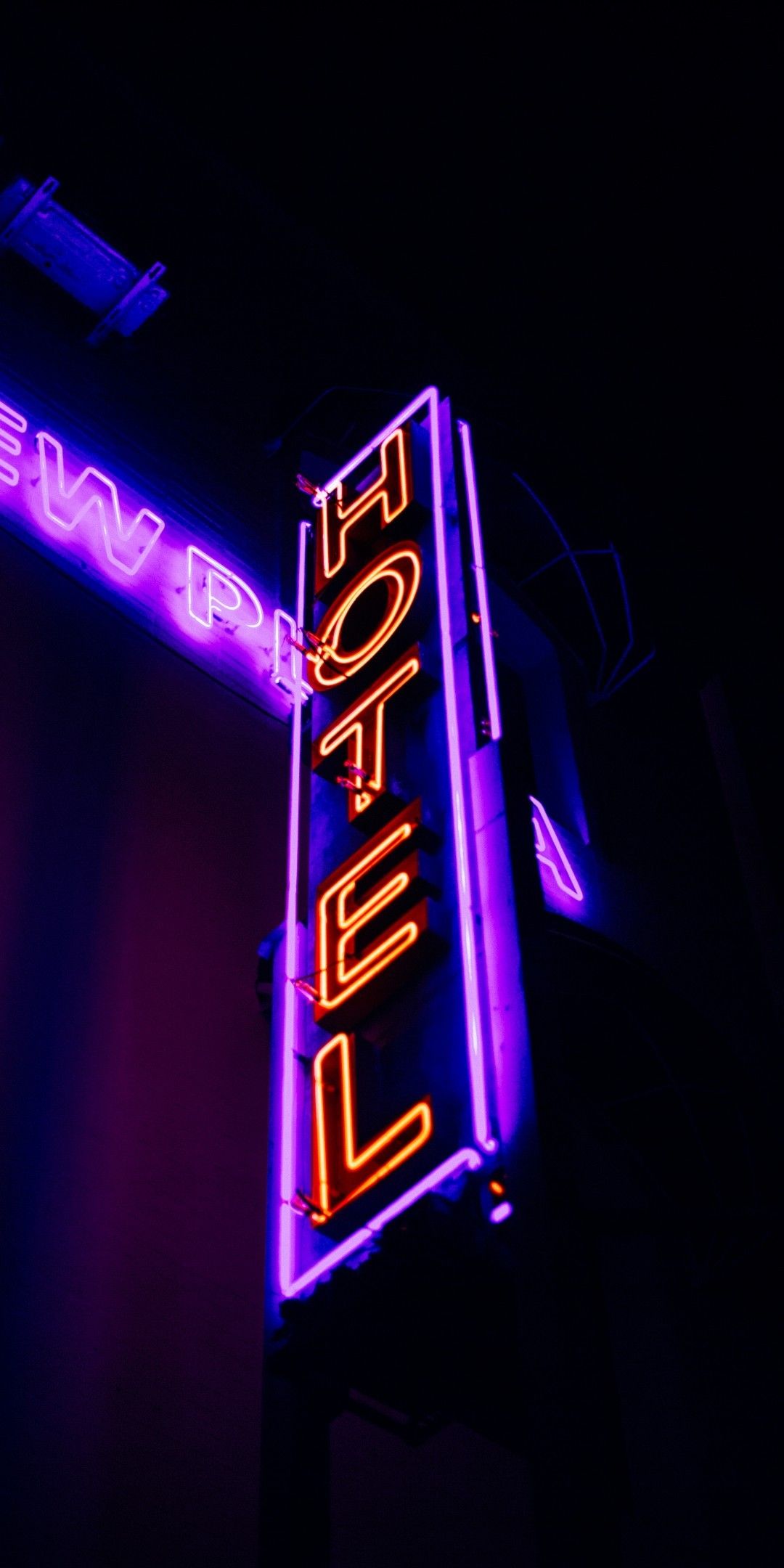 Download 1080x2160 Neon Hotel Sign, Urban, Night, Dark Wallpaper