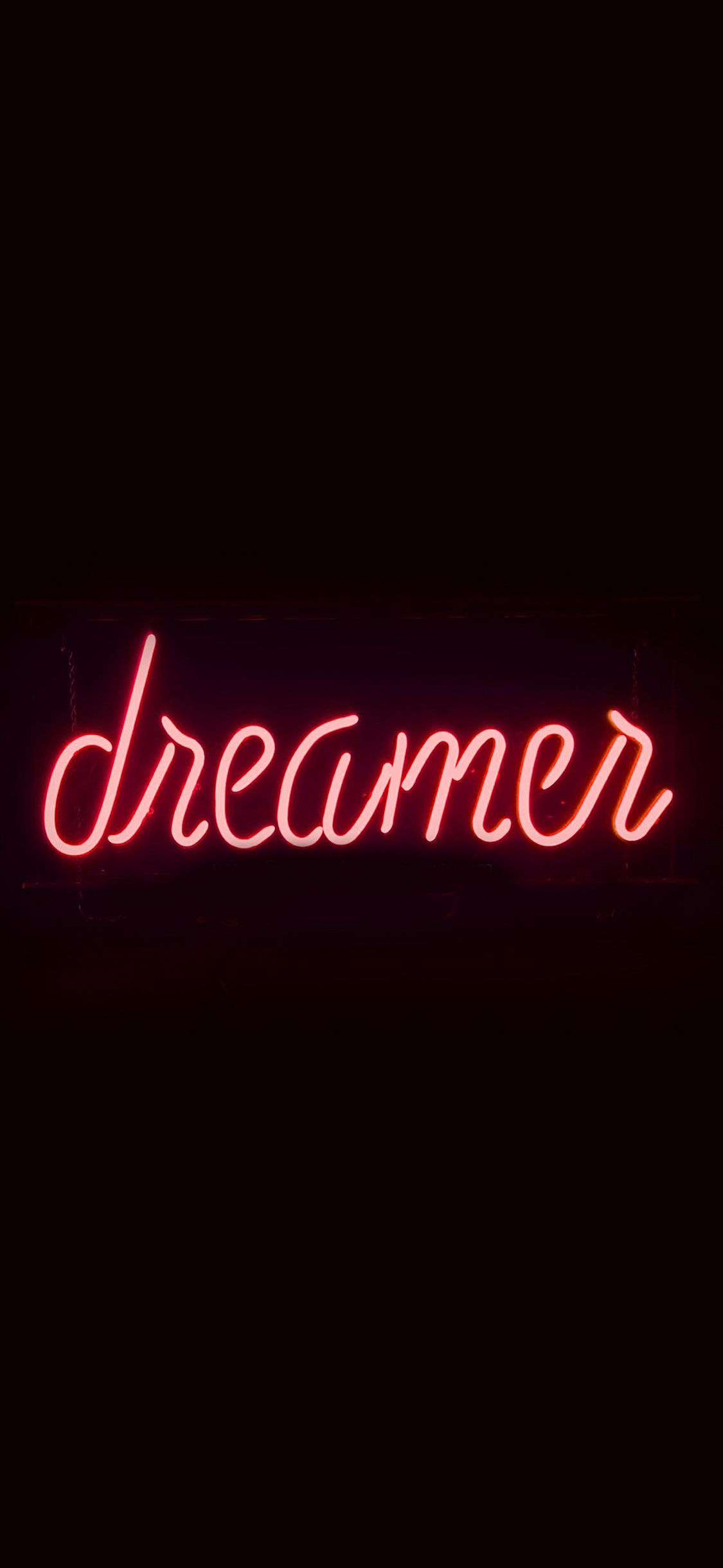 Dreamers Neon Sign Dark Illustration Art Red Wallpaper