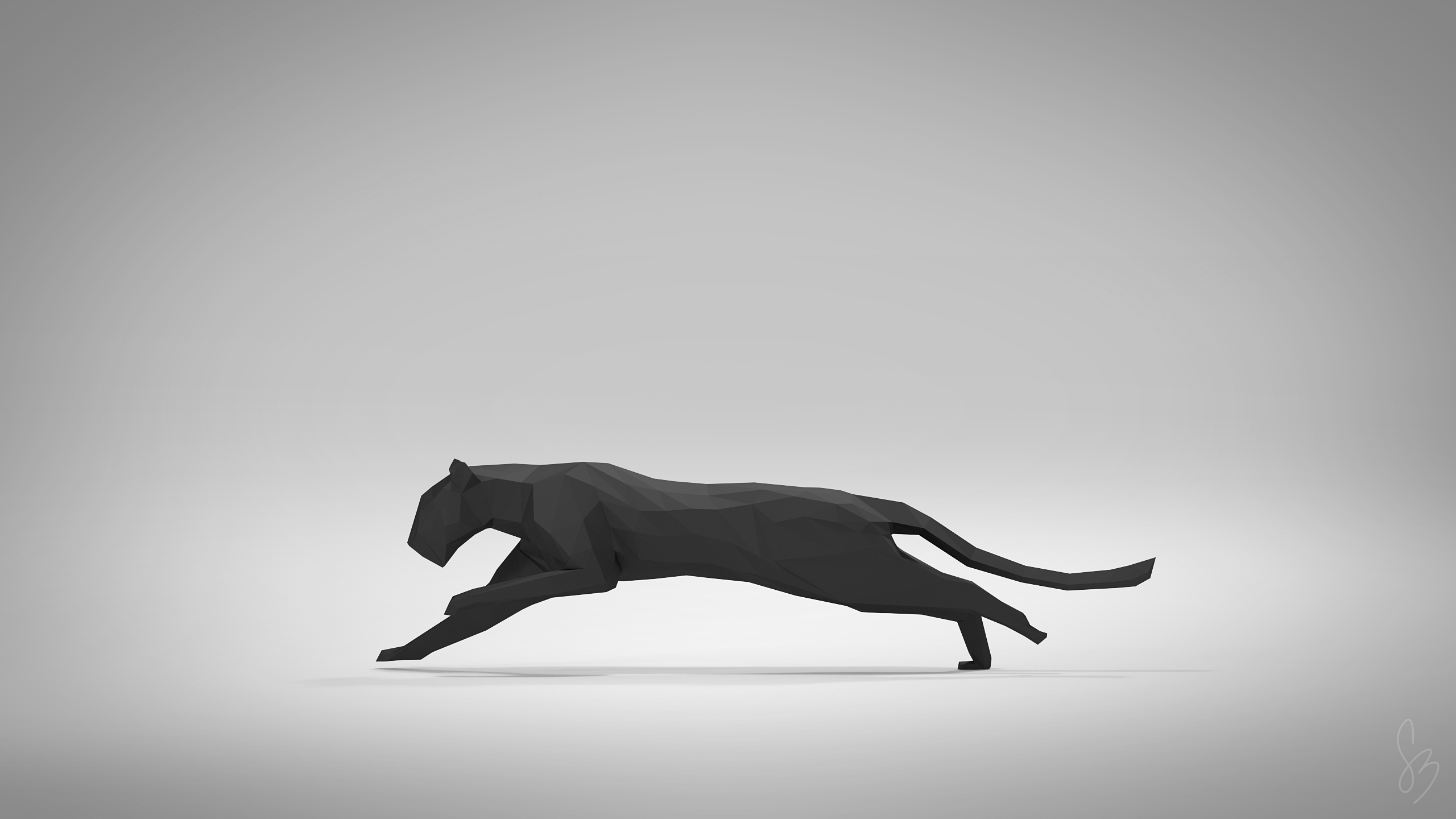 Black Panther [OC][2560x1440] Xpost R Low_poly