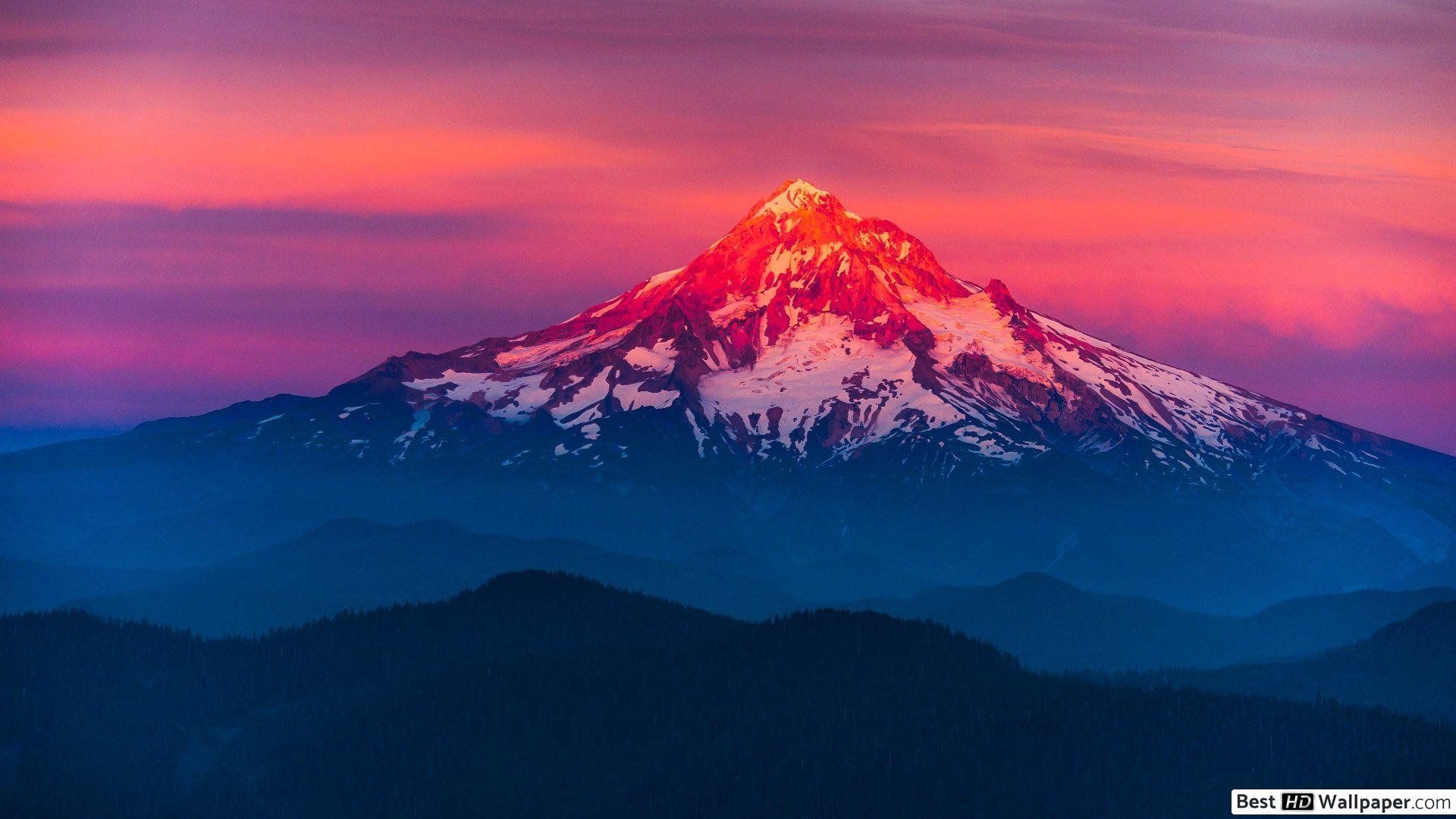 Sunset Over Mountains Wallpaper