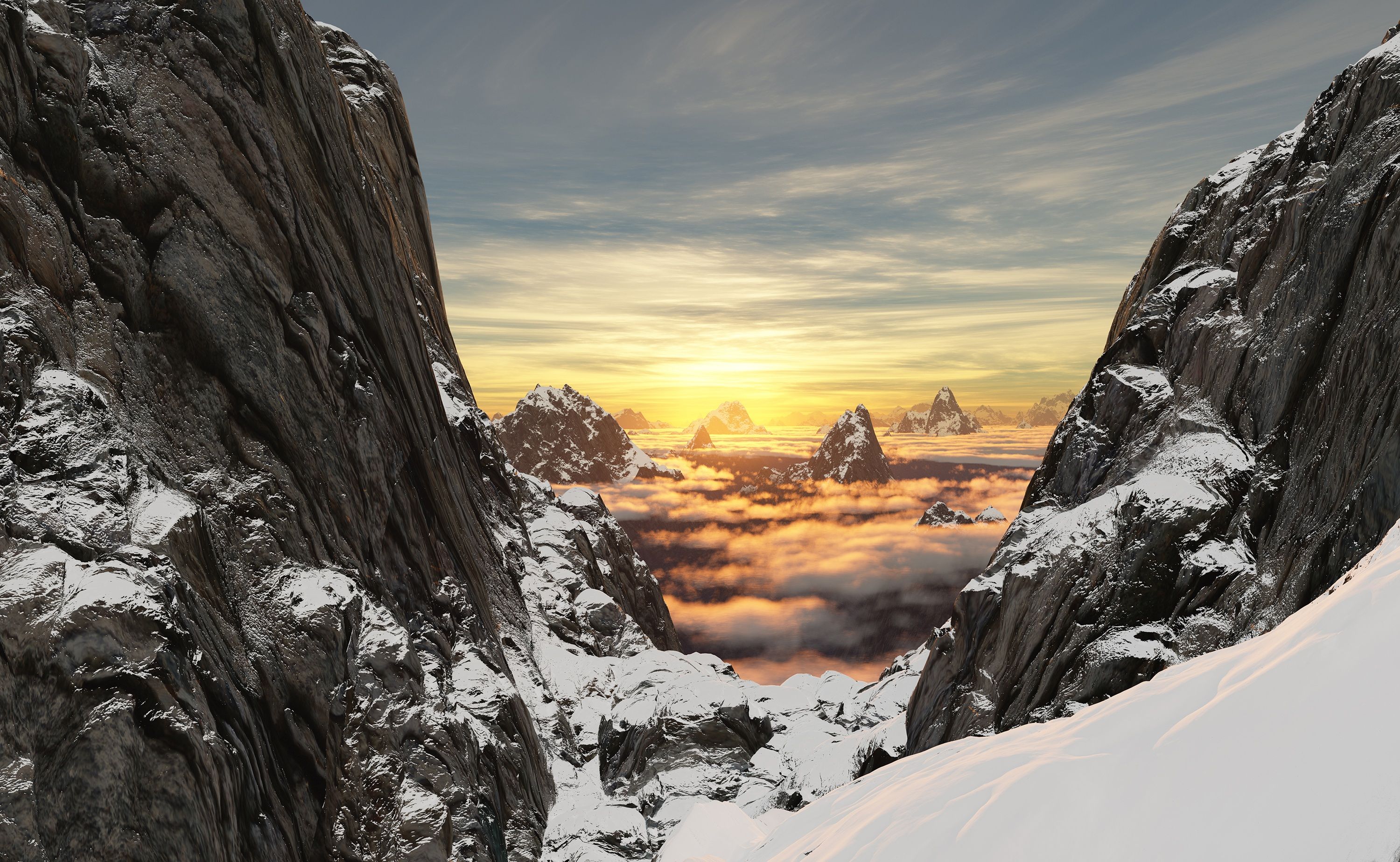 Mountain Snow Rock Clouds High Altitude, HD Nature, 4k Wallpaper