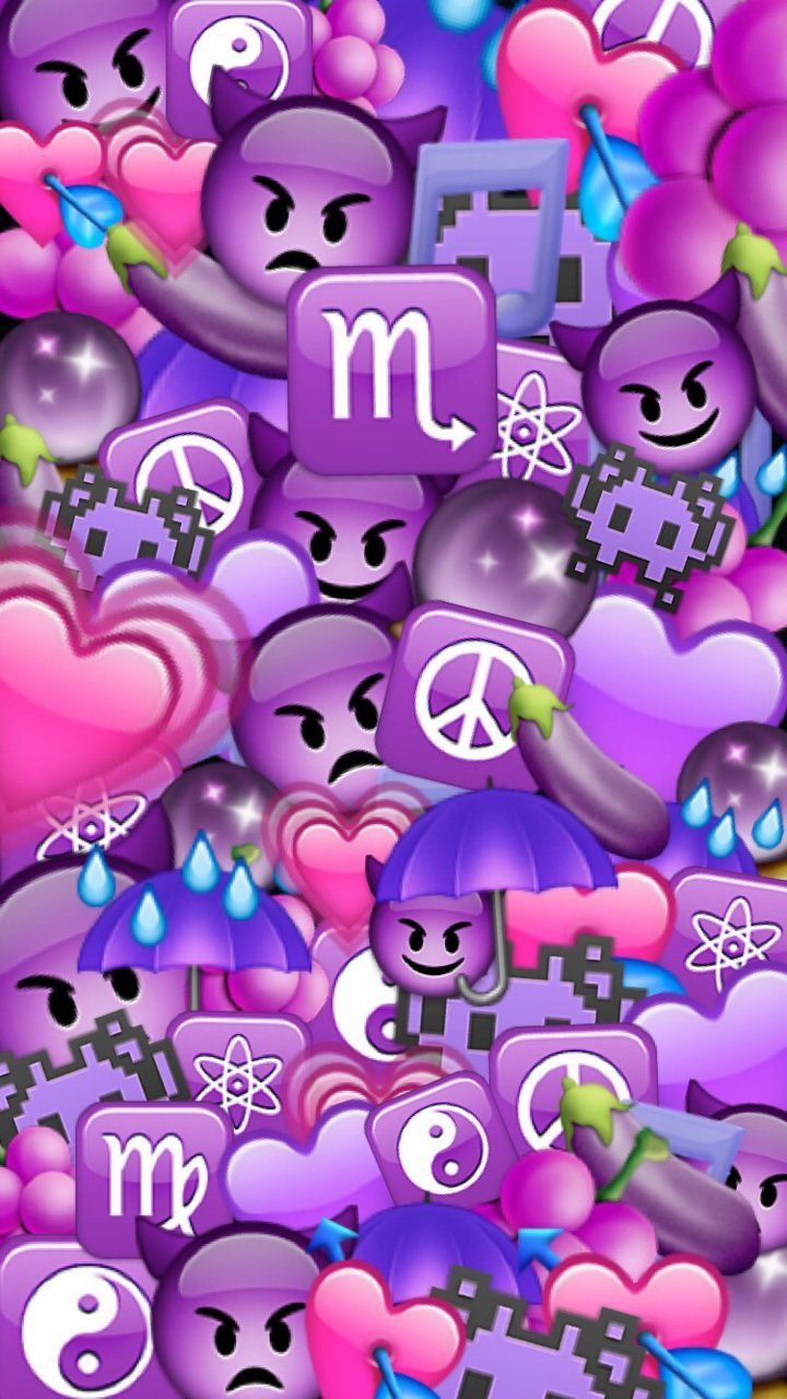 iPhone Purple Heart Emoji Wallpaper