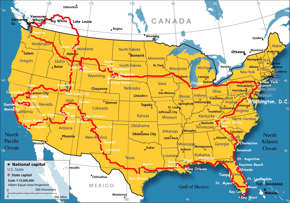 Boundary Map Of The USA With Canada