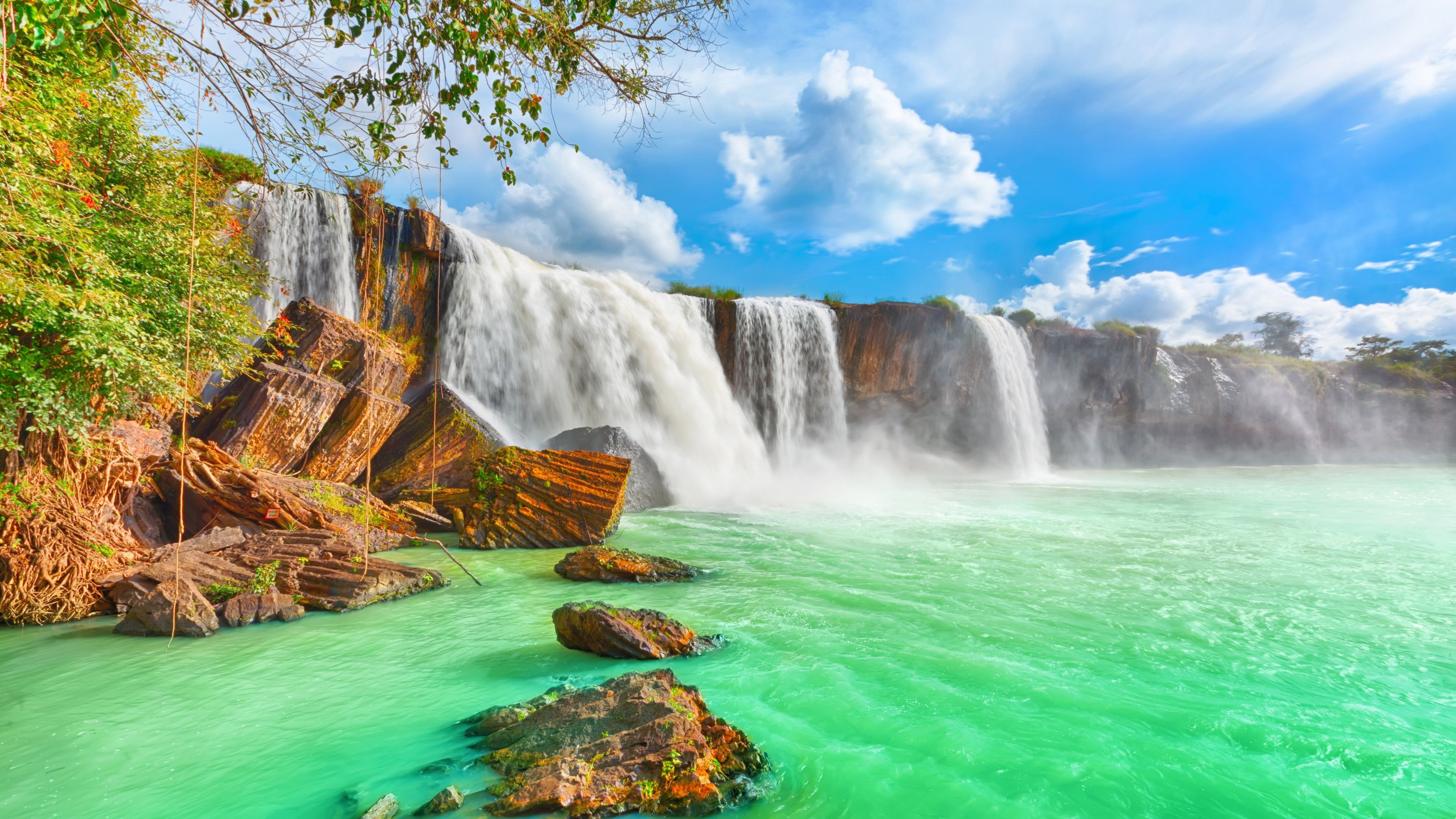 Wallpaper waterfall, 4k, HD wallpaper, Beautiful Dry Nur, Vietnam