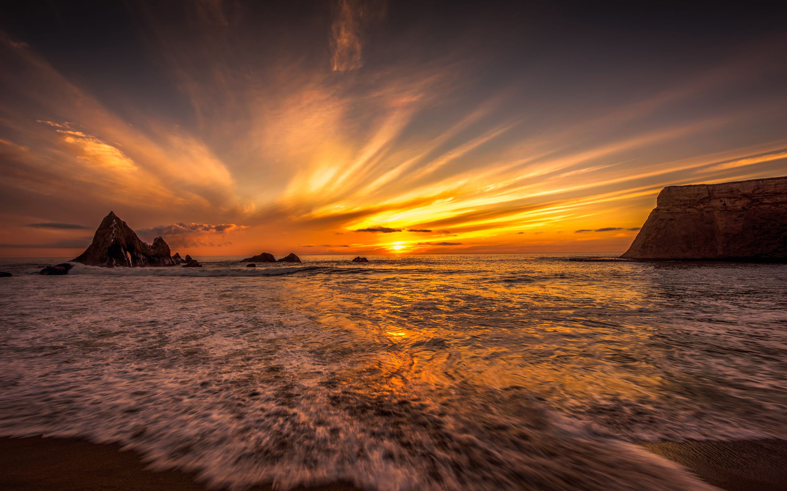 Golden Beach Sunset HD Wallpaper. Background Imagex1600