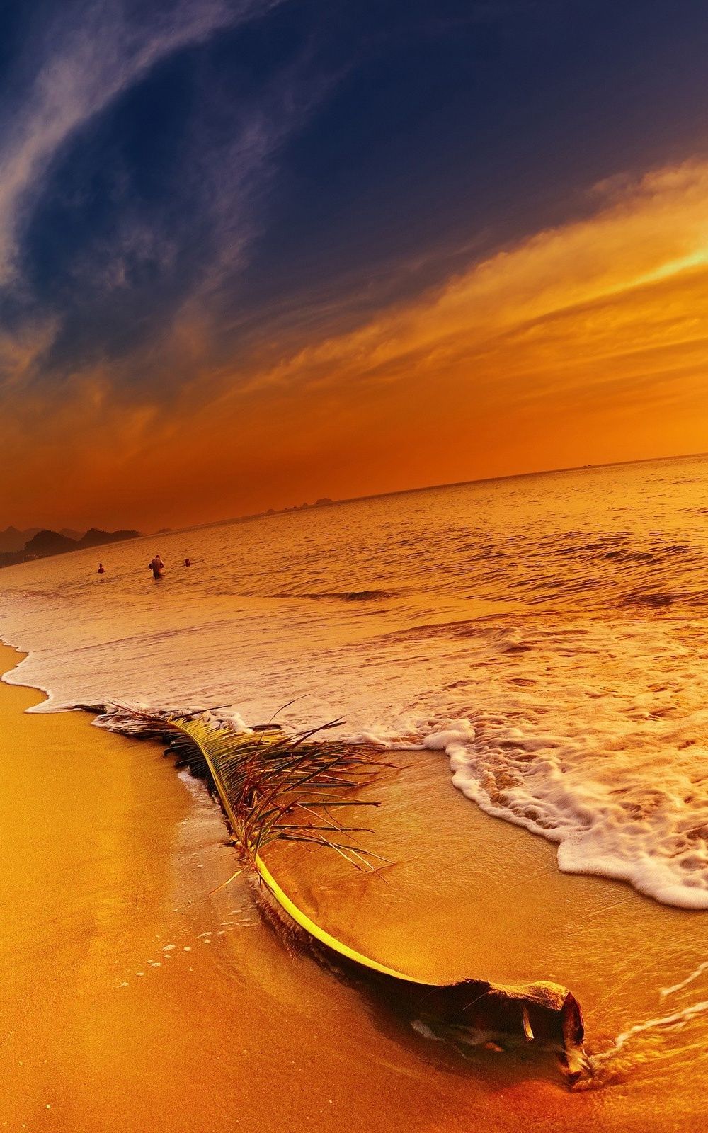 Golden Beach Waves Sunset Android Wallpaper free download