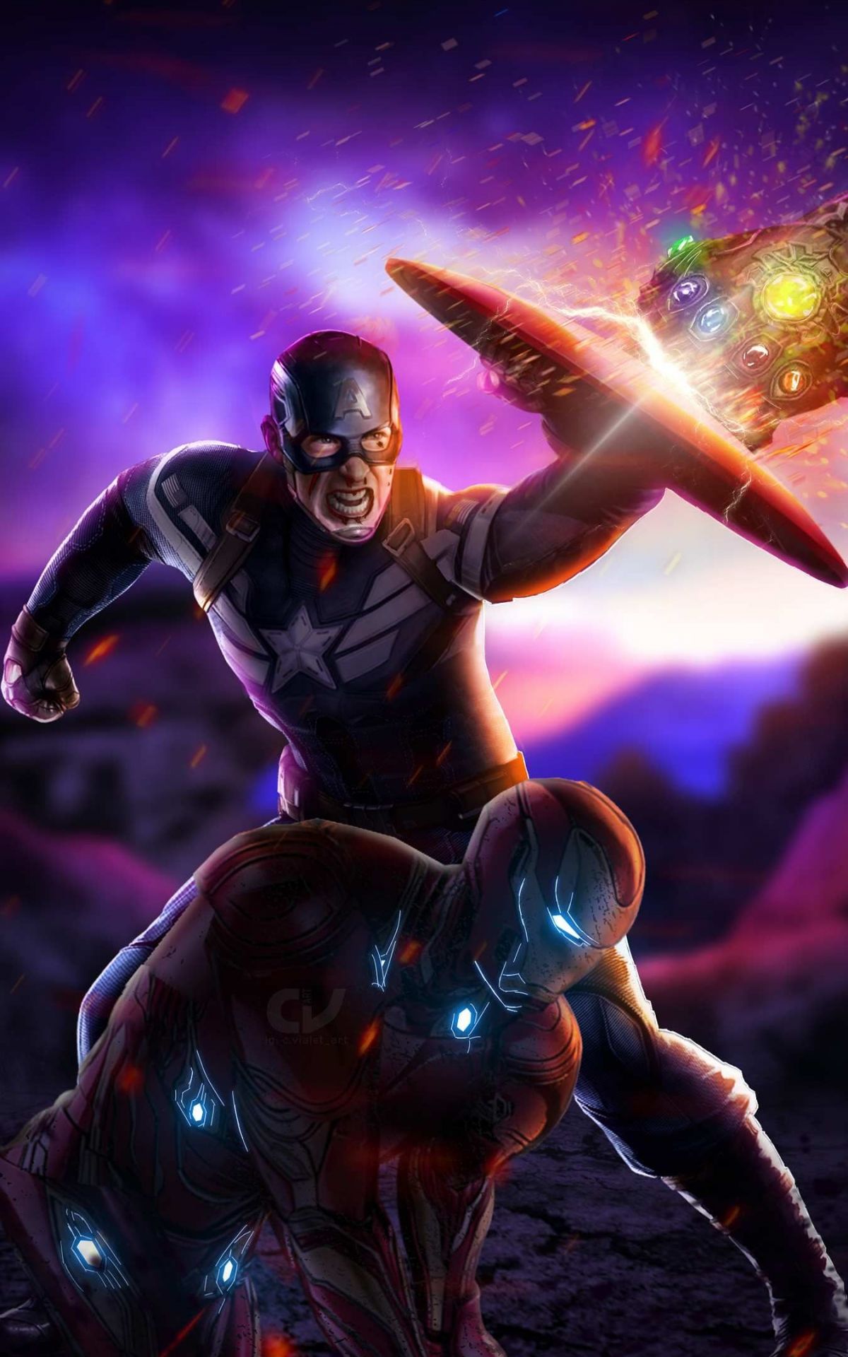 Free download Captain and Tony Fighting Thanos Avengers Endgame