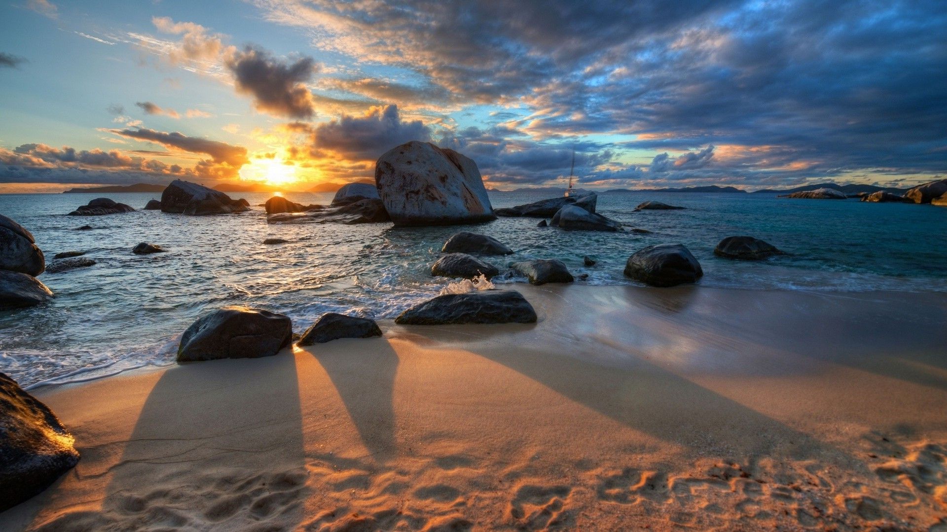 nature, Sea, Beach, Sunset, Rock Wallpaper HD / Desktop