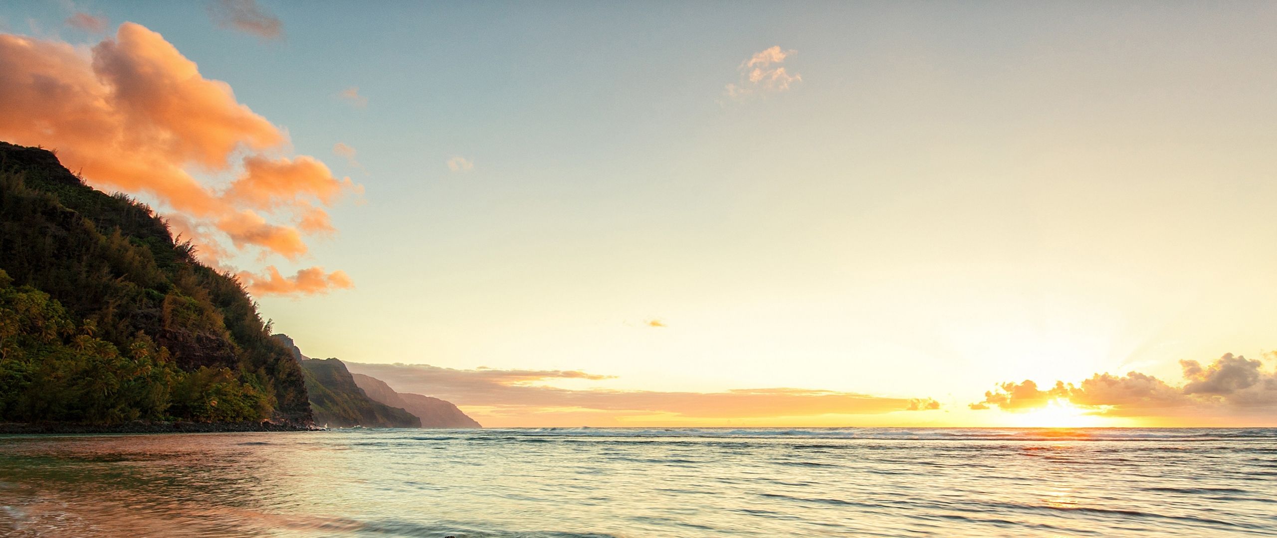 Download Hawaii, 4k, HD wallpaper, Ke'e beach, island, Kauai, sky