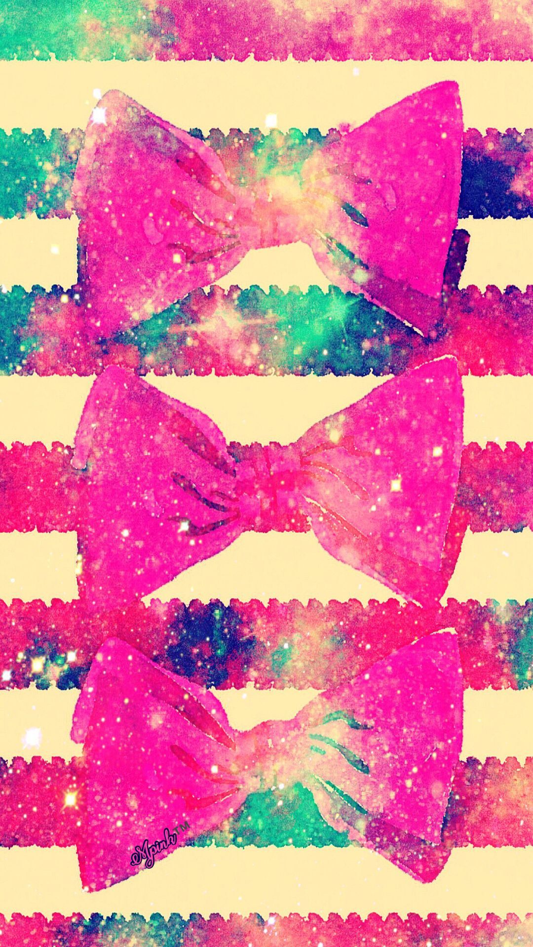 Cute Pink Vintage Bows Galaxy Wallpaper #androidwallpaper