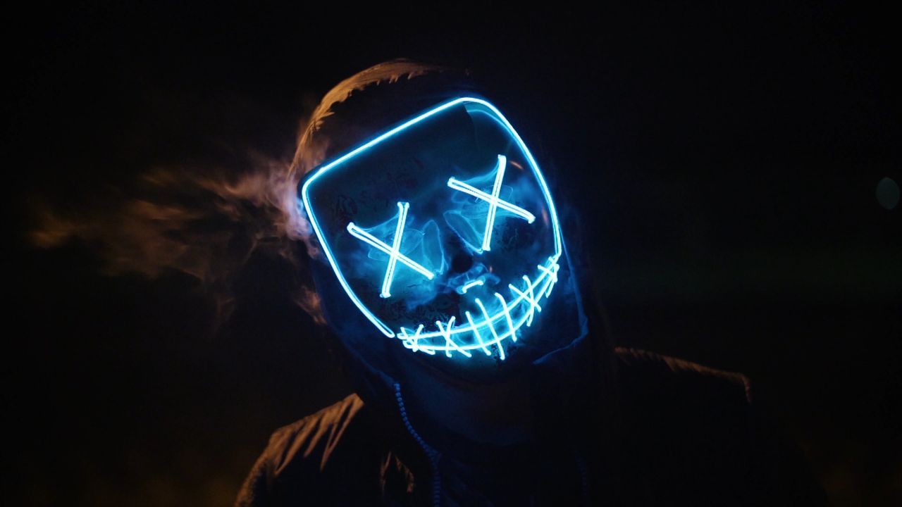 Wallpaper Mask, Anonymous, Night, 4K, Photography