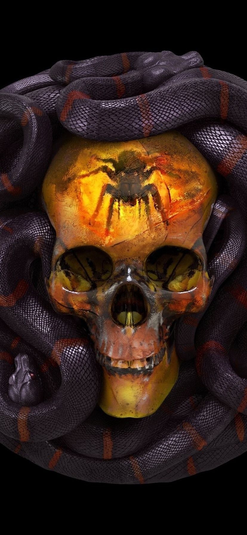 Skull, Snake, Horror 828x1792 IPhone 11 XR Wallpaper, Background