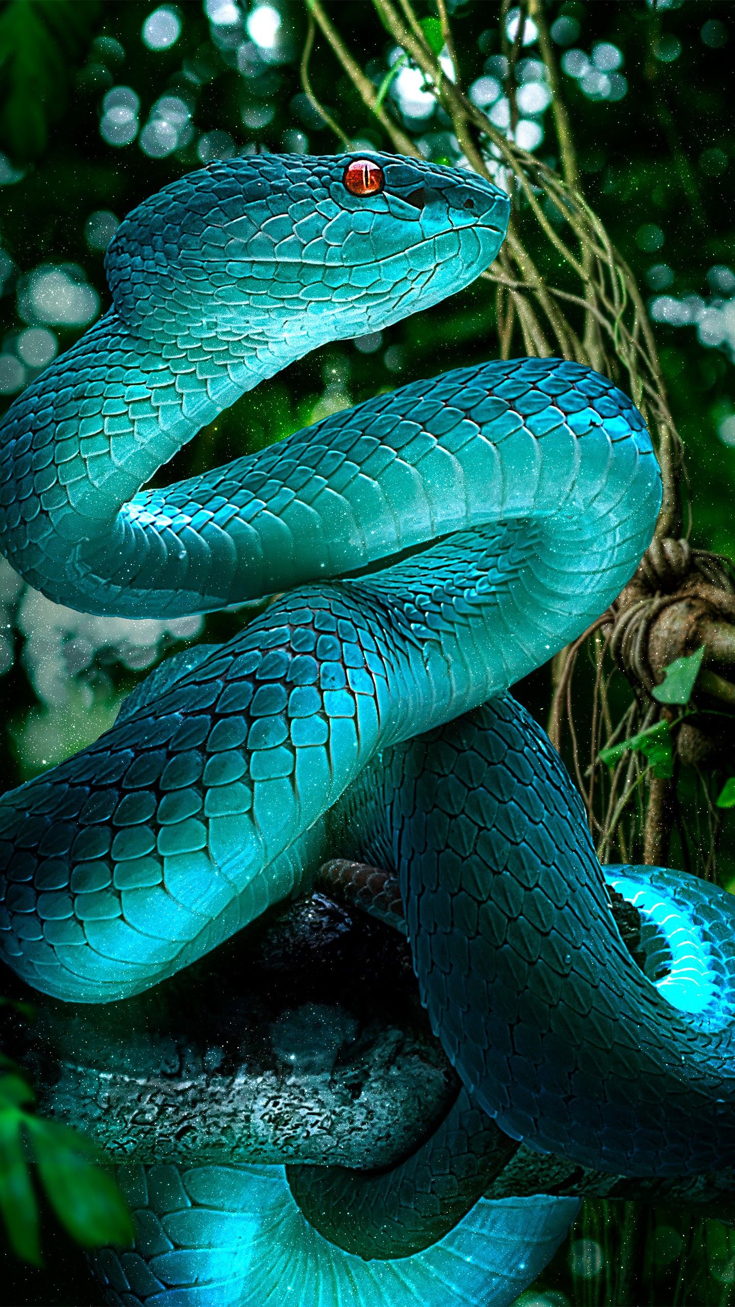 Blue Snake 4K Wallpaper