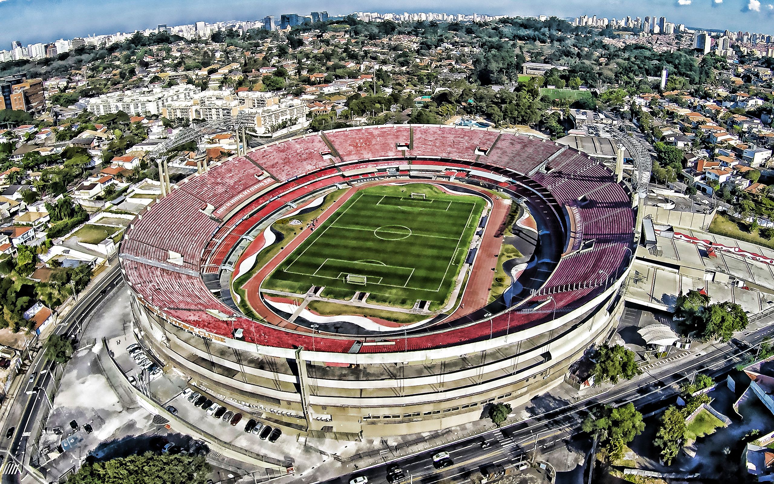 Download wallpaper Morumbi, Brazilian football stadium, top view