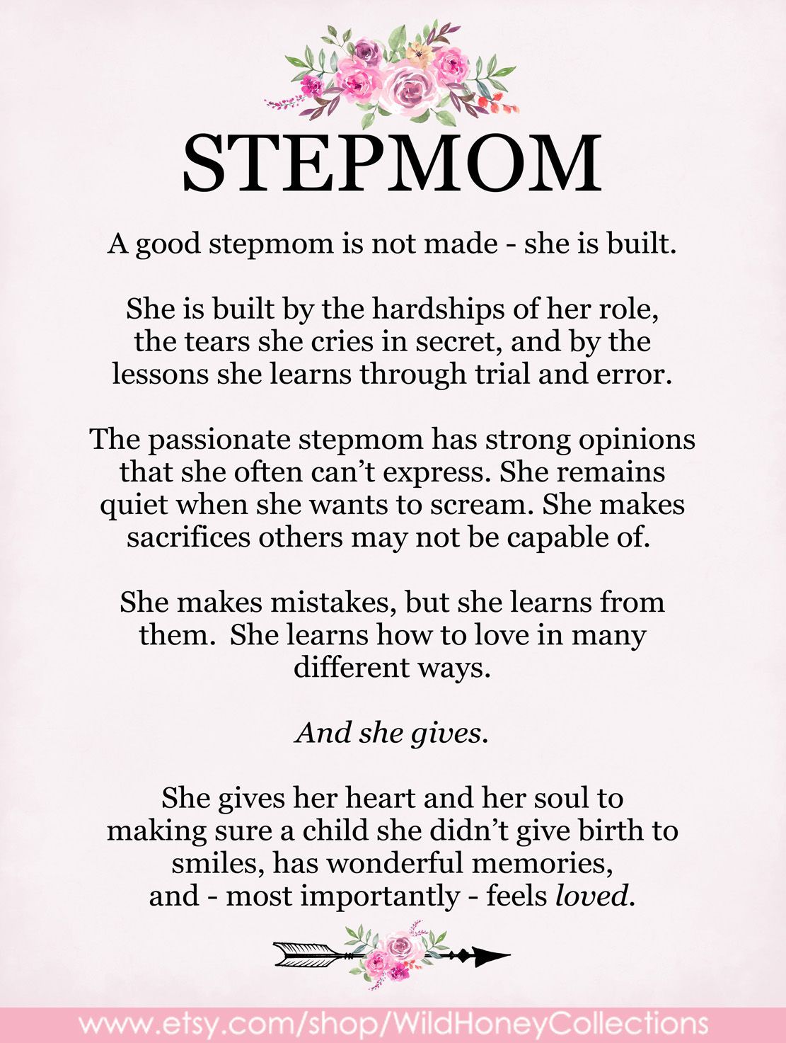 StepMom Inspirational Gift, Gift for Stepmother, Printable Wall