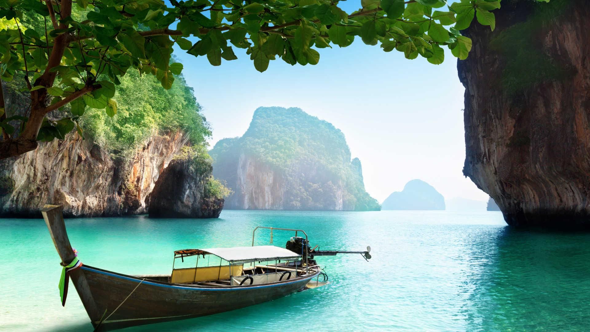 Long boat and poda island, Thailand, RS: 1920x wallpaper