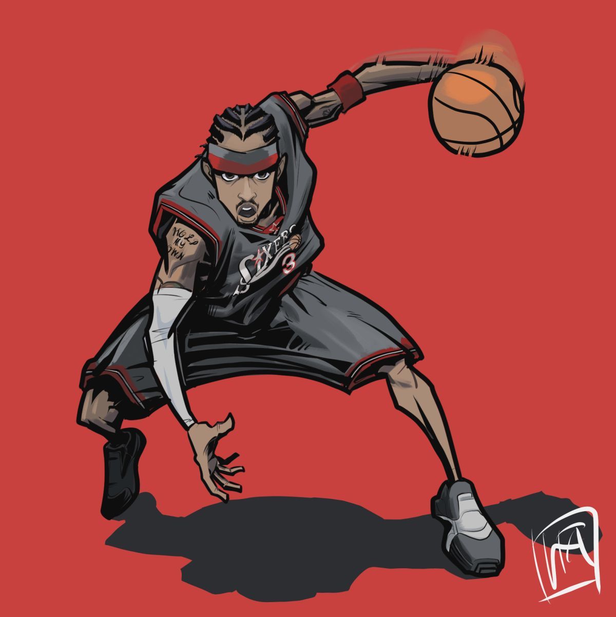 Allen Iverson by Leo Aquino. Allen iverson, Nba basketball art