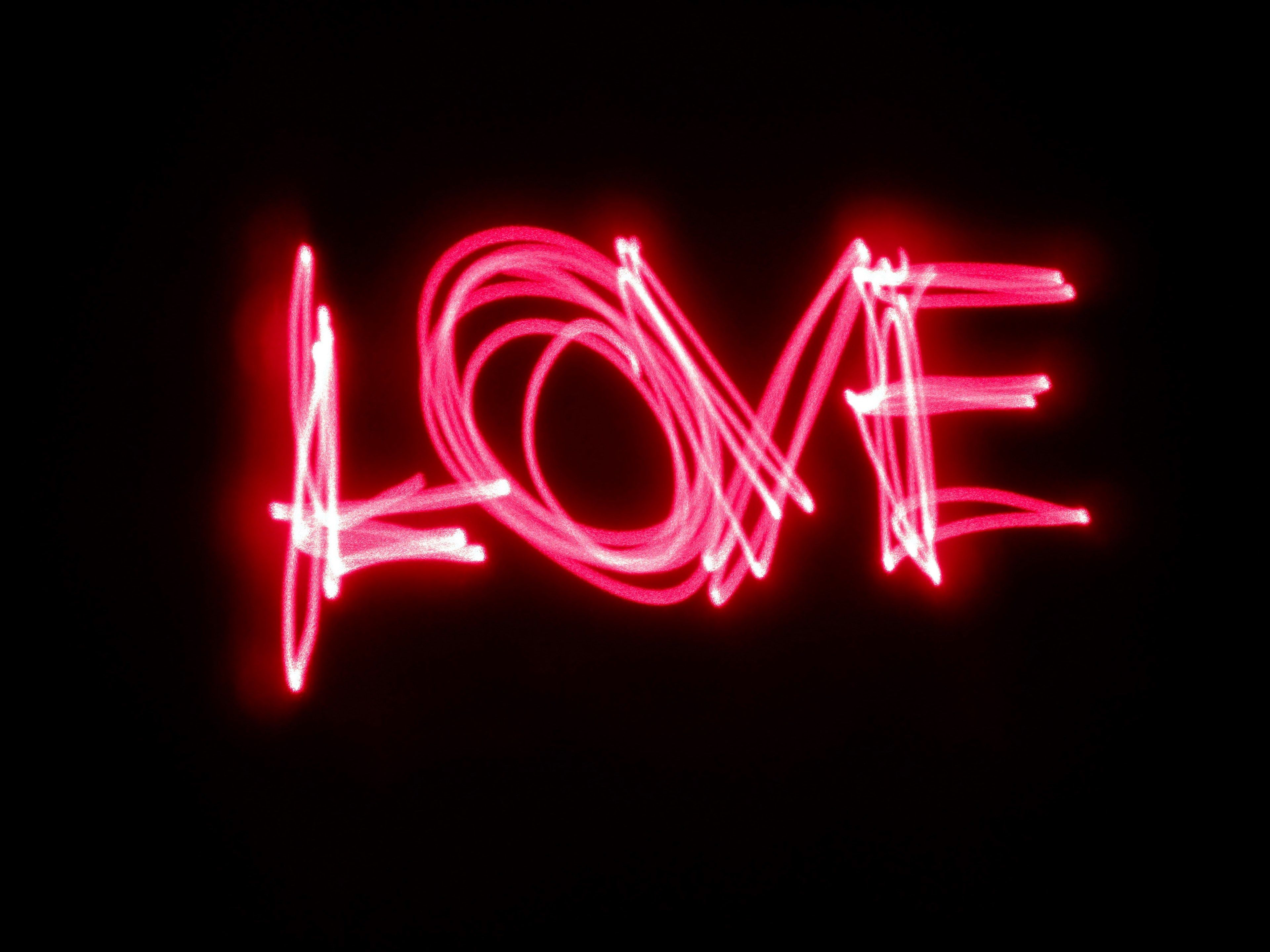 neon love light painting 4k wallpaper and background