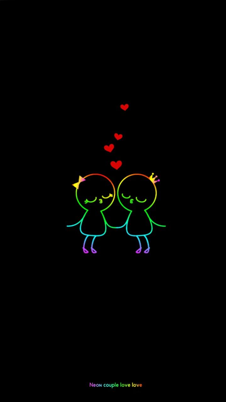 Download Cute Neon Couple In Love Wallpaper