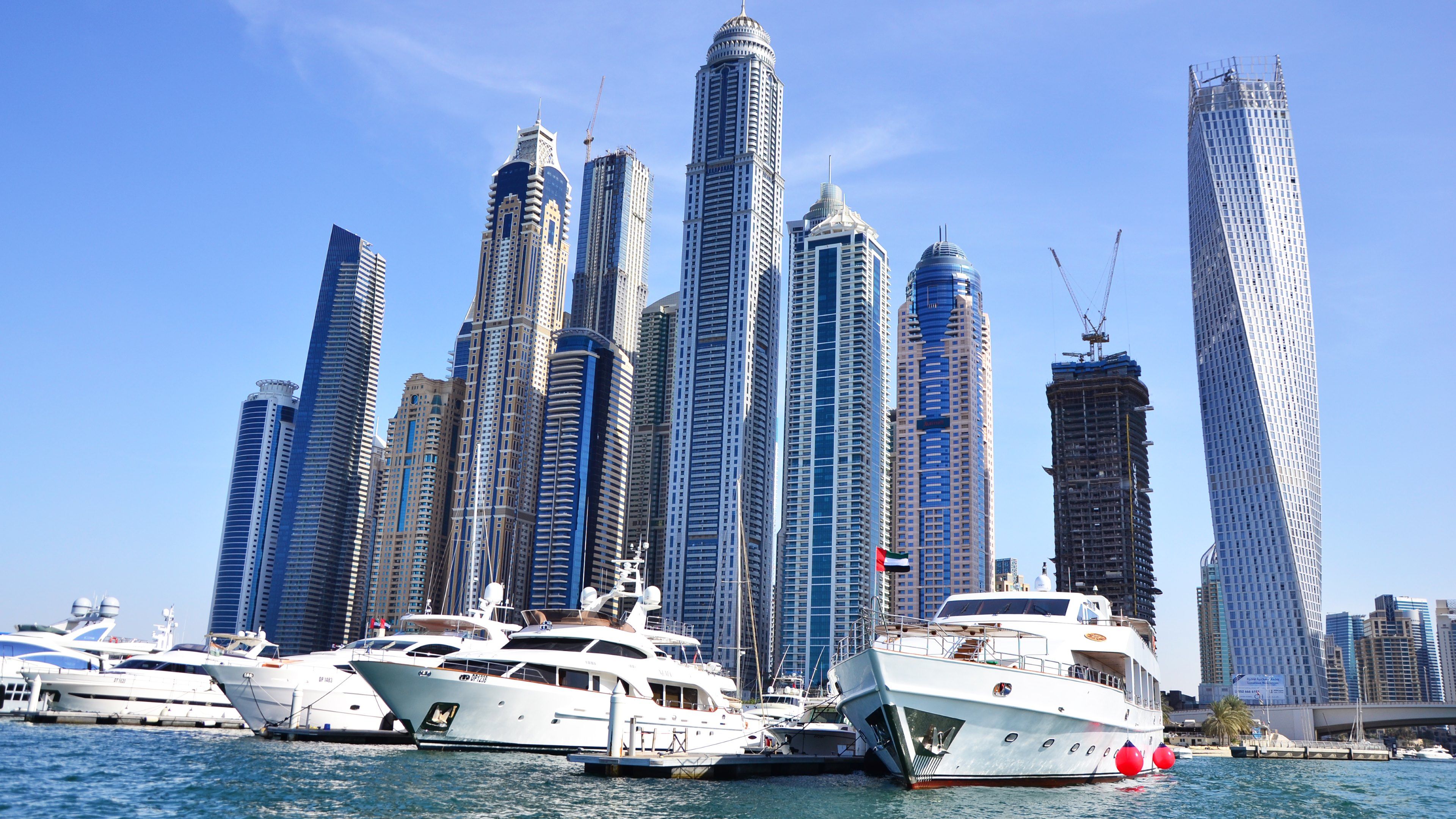 Free download Skyscrapers and Yachts in Dubai Harbor Wallpaper HD Wallpaper [3840x2160] for your Desktop, Mobile & Tablet. Explore Dubai 4K WallpaperK City Wallpaper, NYC 4K Wallpaper