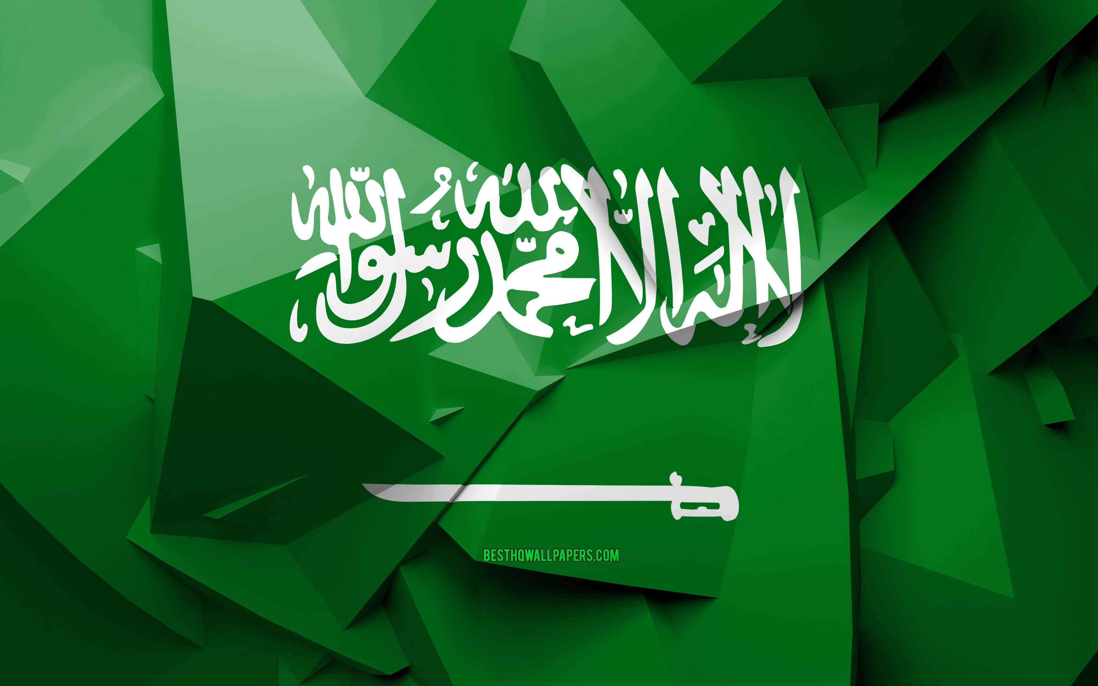 Download wallpaper 4k, Flag of Saudi Arabia, geometric art, Asian