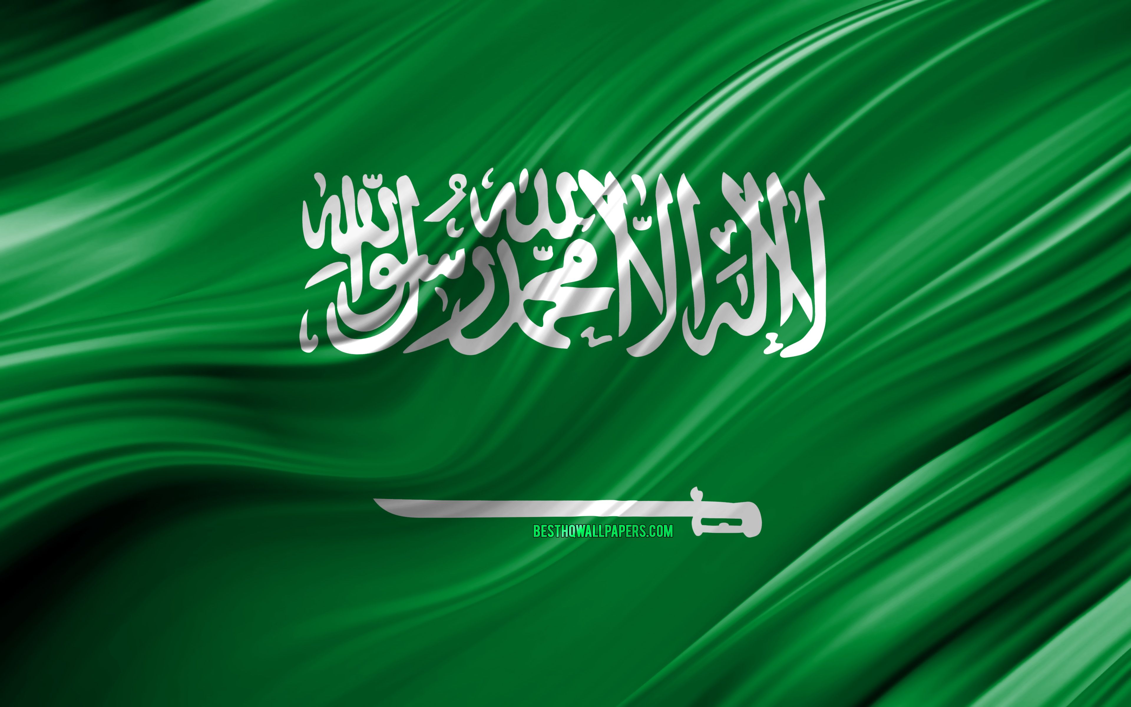 Download wallpaper 4k, Saudi Arabia flag, Asian countries, 3D