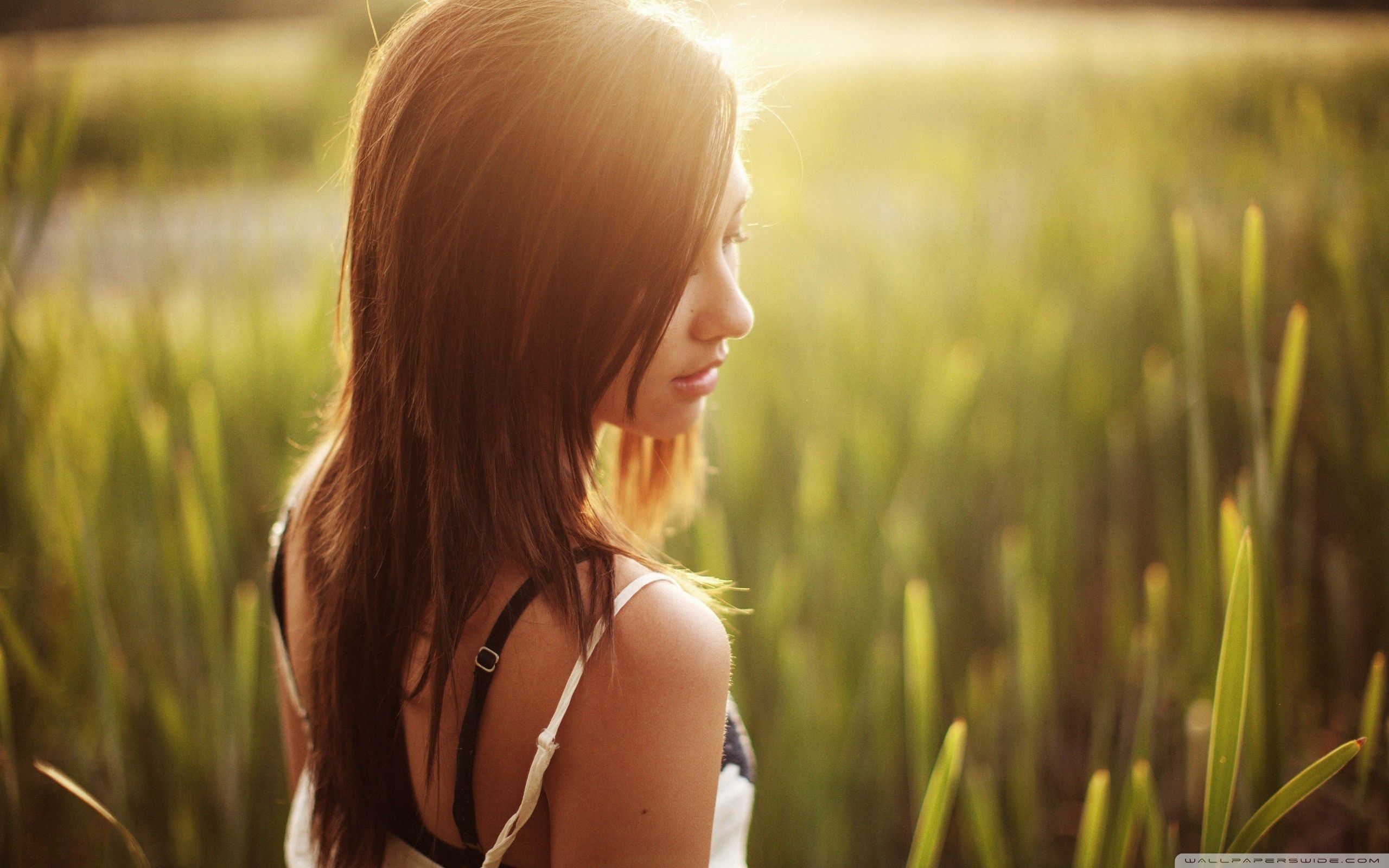 Girl In Grass Field Ultra HD Desktop Background Wallpaper for 4K