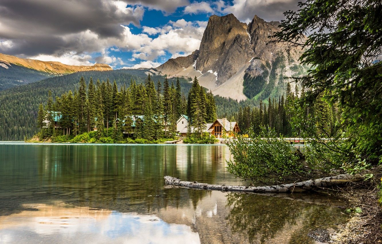 Wallpaper forest, Canada, sky, trees, nature, mountains, clouds