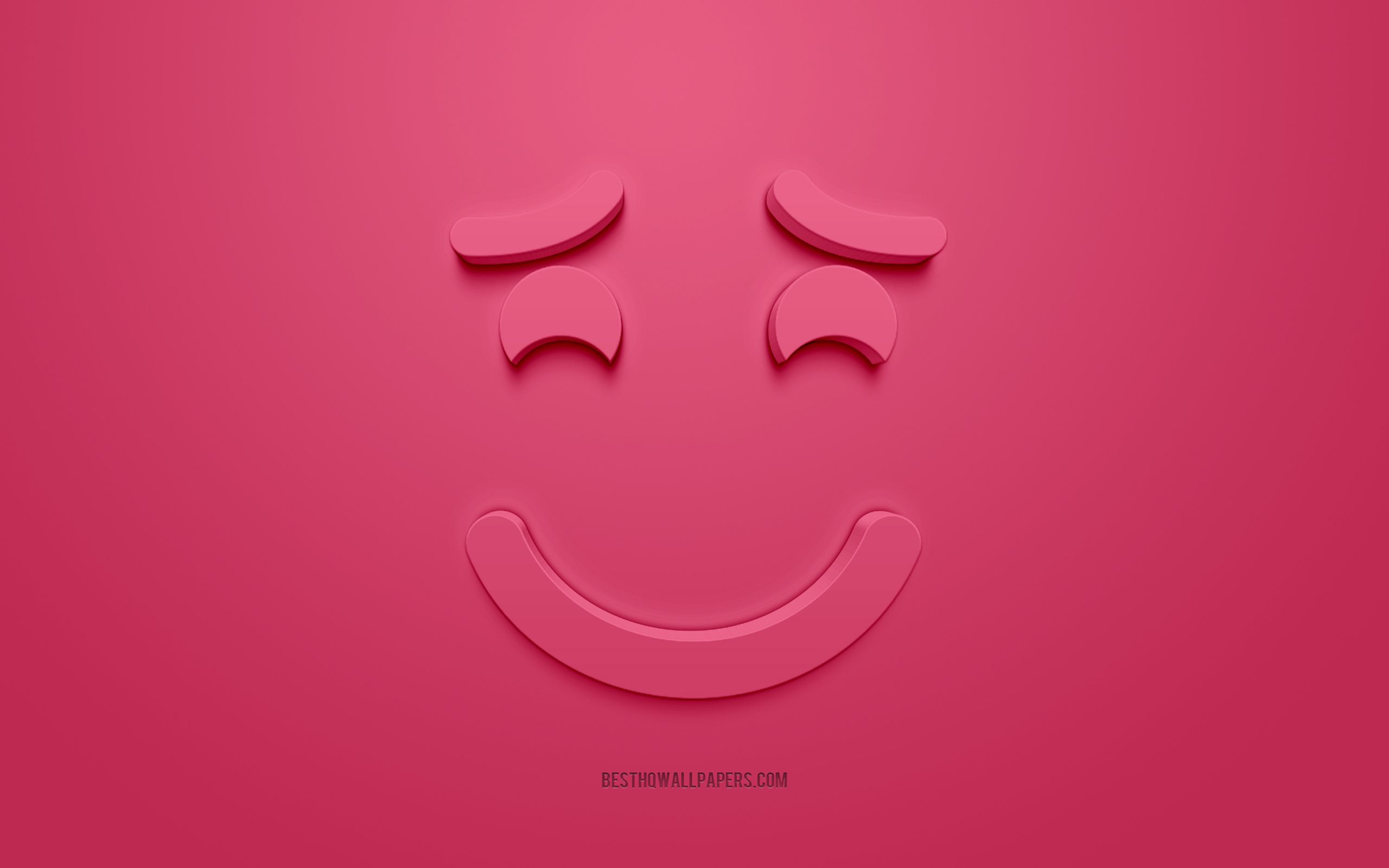 Download wallpaper Smiling emoticon with raised eyebrows, 3D