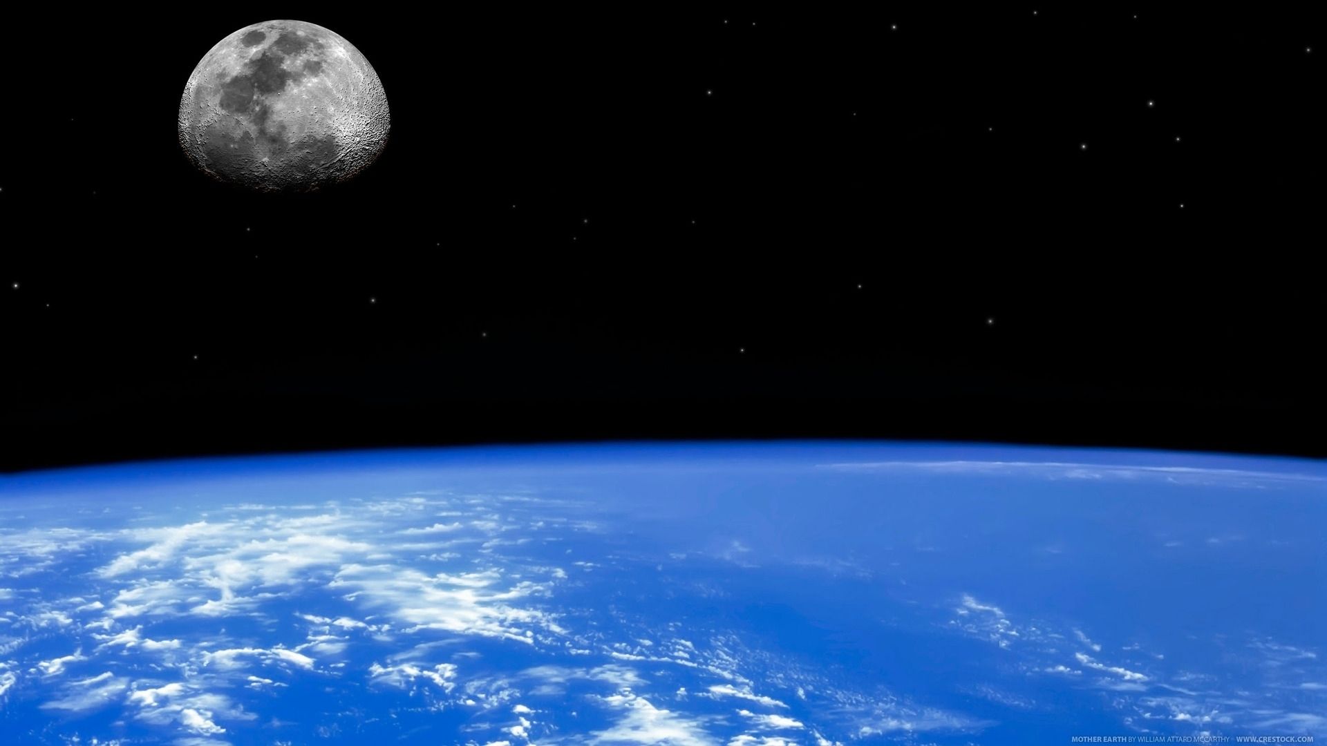 Earth And Moon From Orbit HD Wallpaperx1080